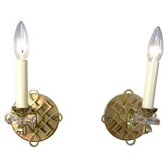 Pair of Jules Leleu 1950's Bronze Wall Sconces