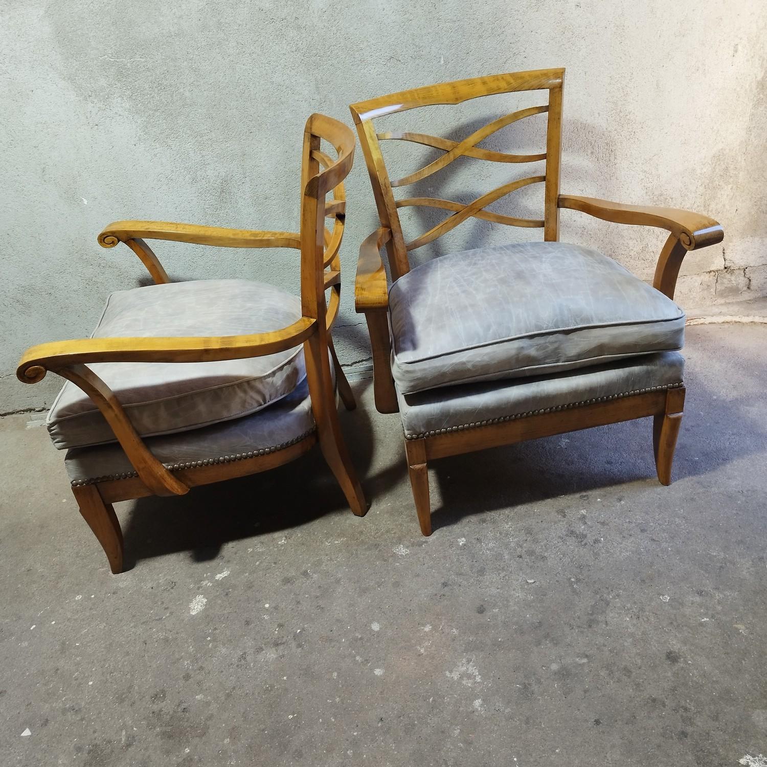 Mid-Century Modern Pair of Jules Leleu armchairs