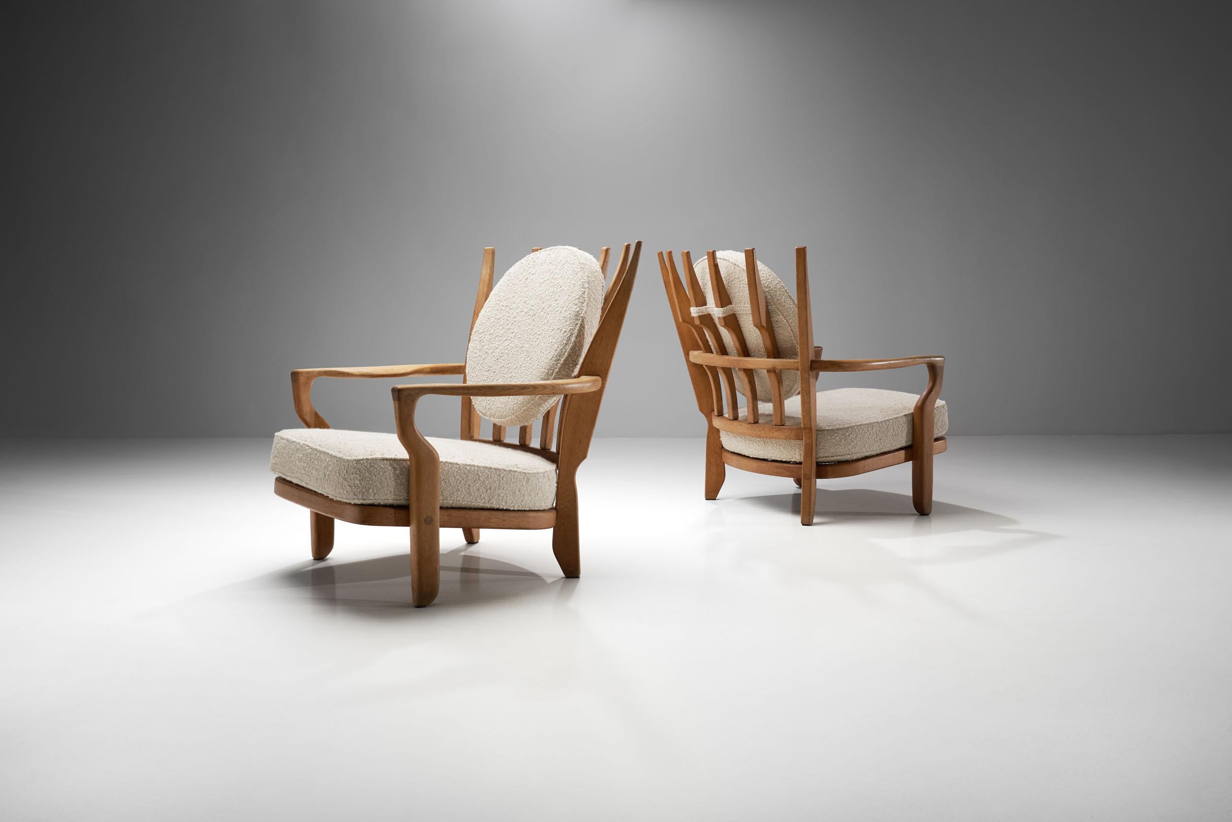 French Pair of 'Juliette' Armchairs by Guillerme and Chambron, France, 1950s