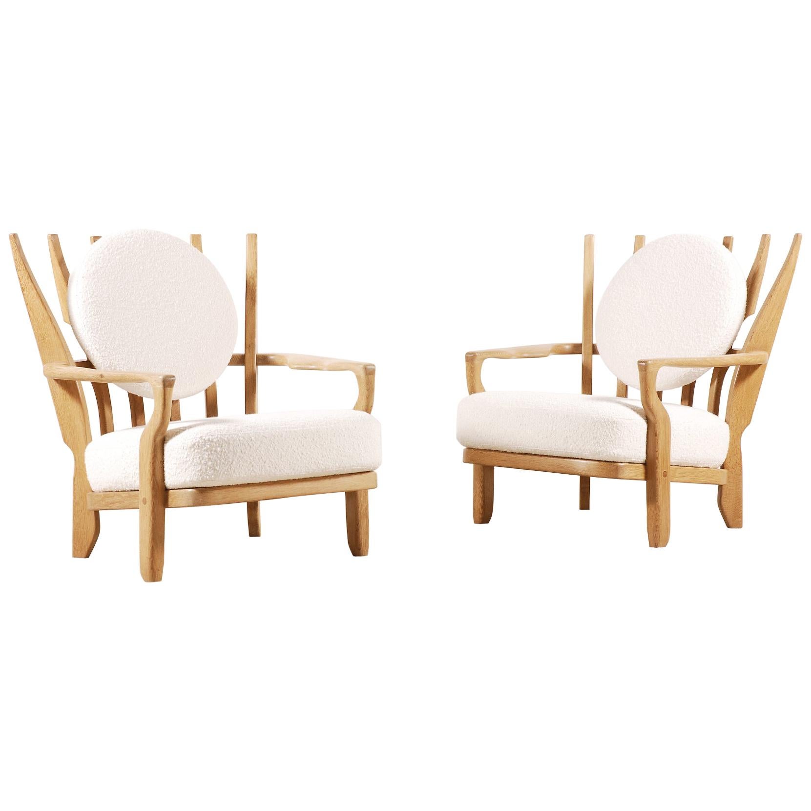 Pair of "Juliette" Oak Armchairs by Guillerme and Chambron, 1950s