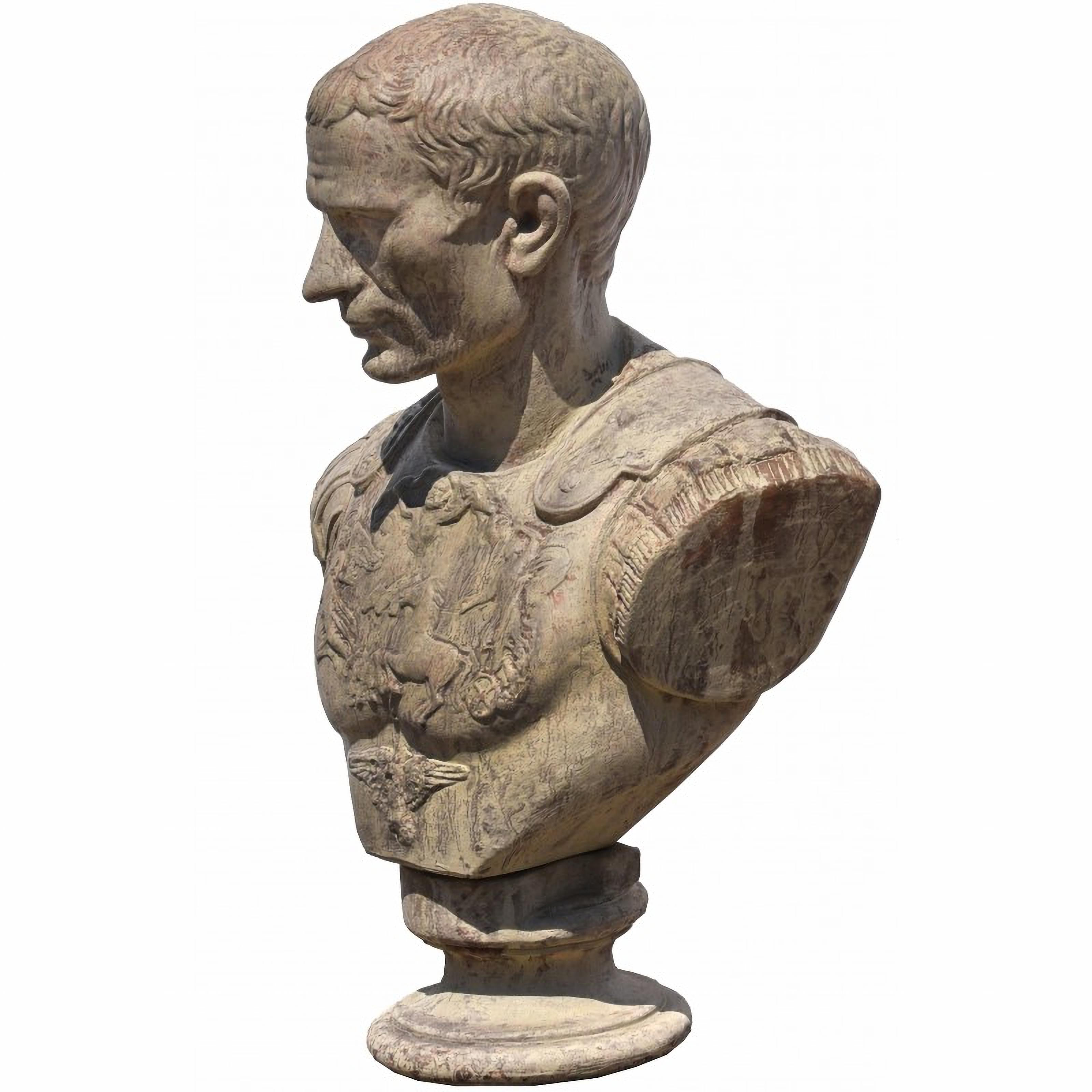 PAIR OF JULIUS CAESAR STATUES VON JULIUS  - TERRACOTTA - COPY OF ROMAN STATUE Ende des 20. Jahrhunderts (Handgefertigt) im Angebot