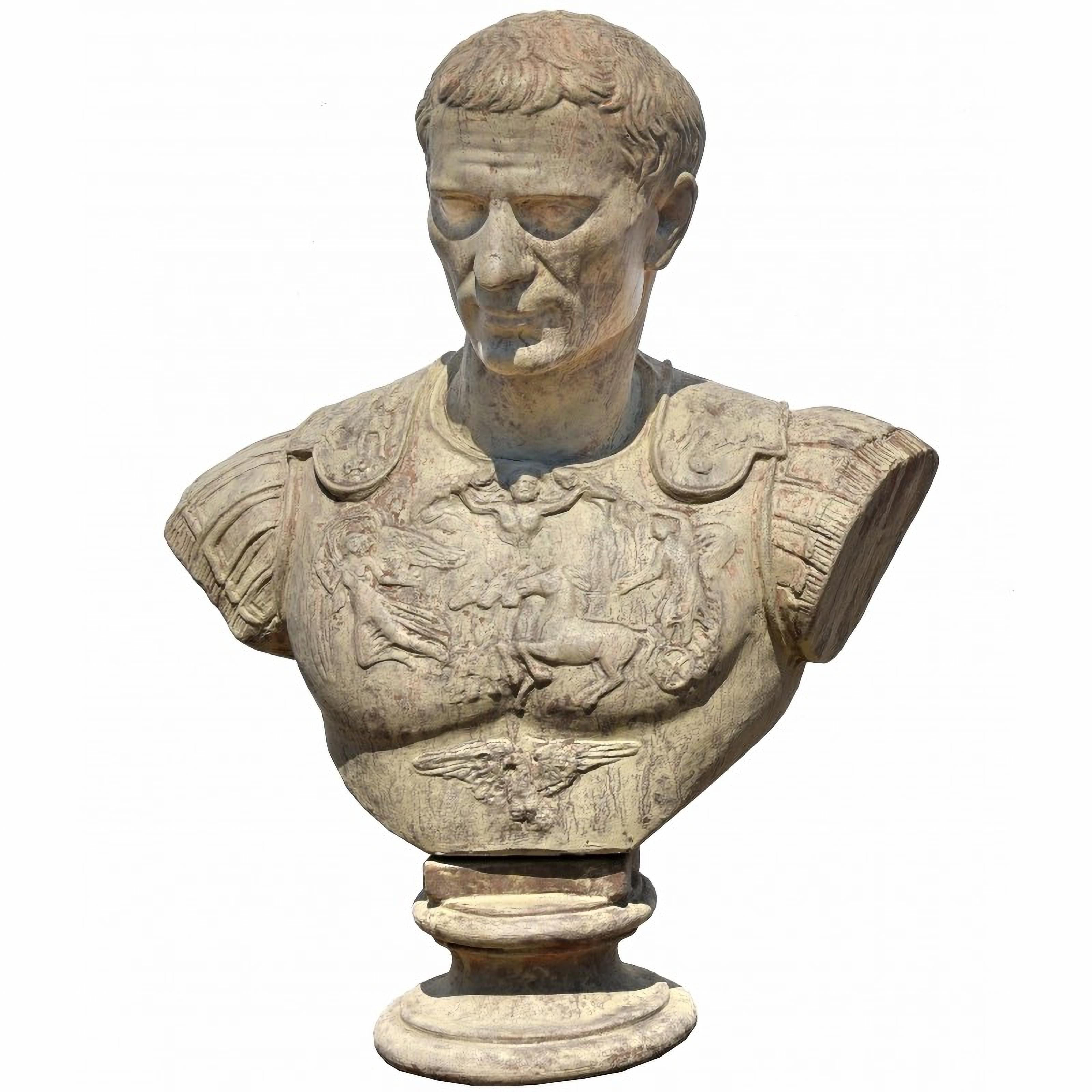 PAIR OF JULIUS CAESAR STATUES VON JULIUS  - TERRACOTTA - COPY OF ROMAN STATUE Ende des 20. Jahrhunderts (Terrakotta) im Angebot