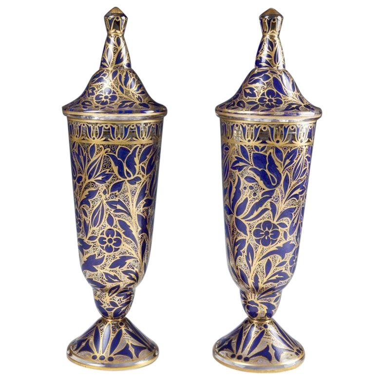 Pair of Julius Muhlhaus & Co Haida Art Nouveau-Secessionist Vases im Angebot