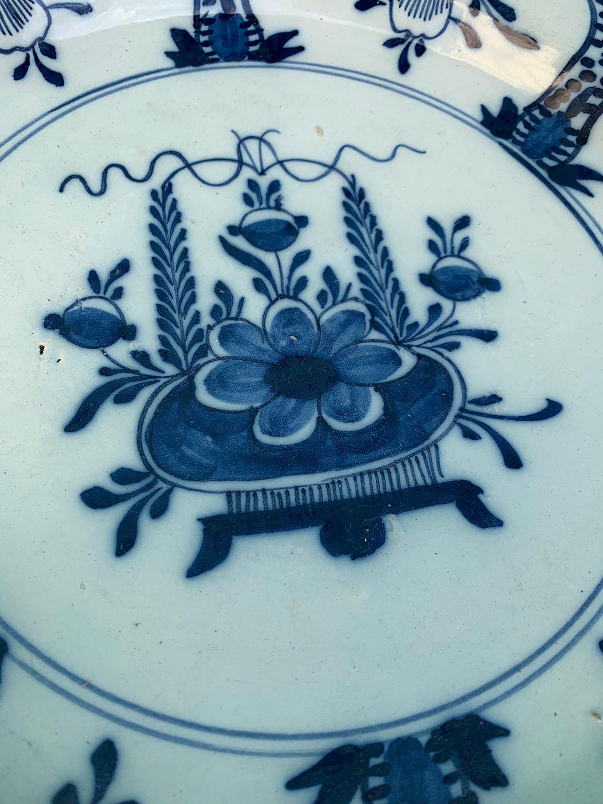Pair of Jumbo 18th Century Delft Blue and White Chargers 1