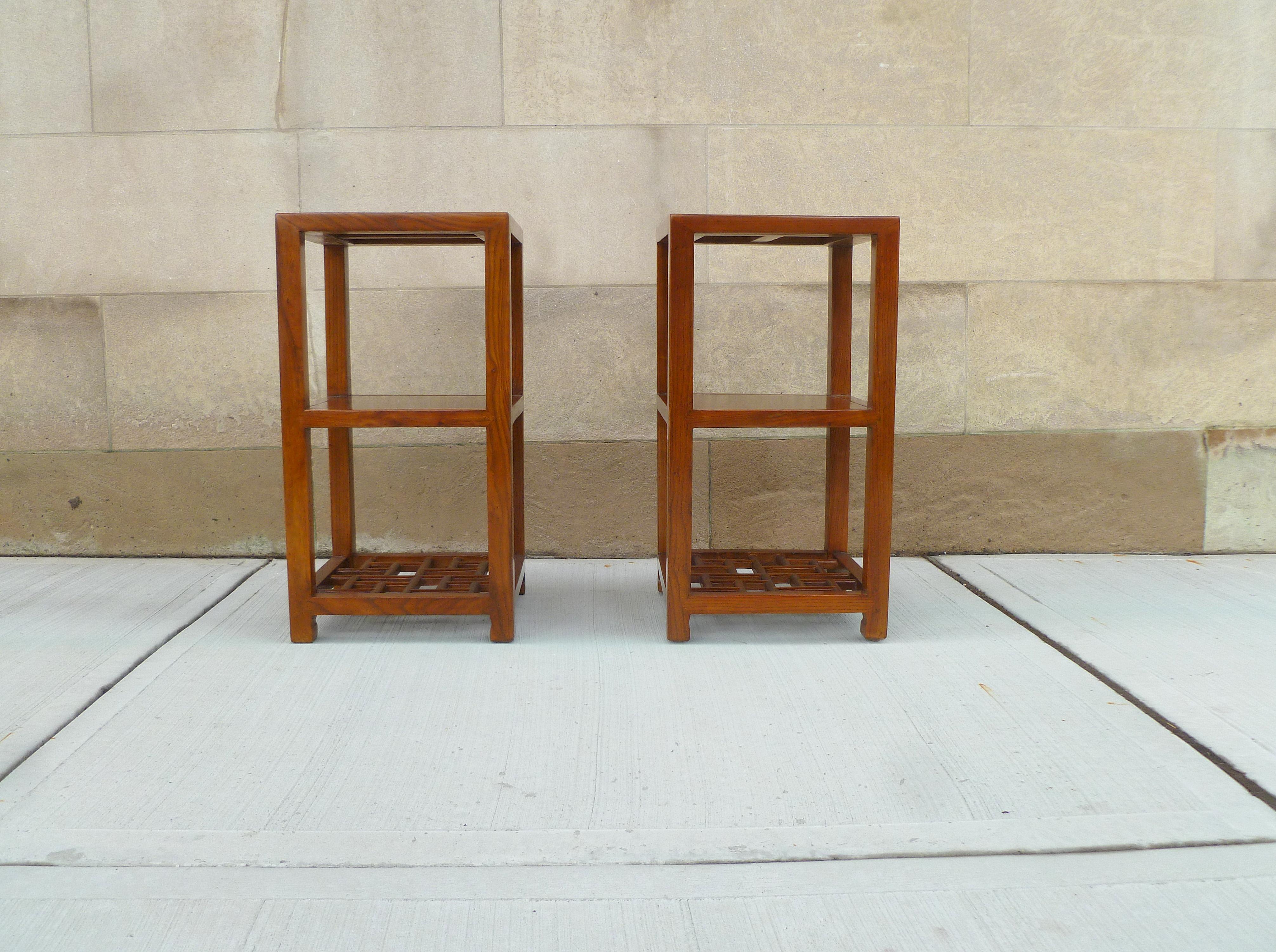 Pair of fine Jumu end tables. Simple and elegant Jumu end tables. We carry fine quality furniture with elegant finished and has been appeared many times in 