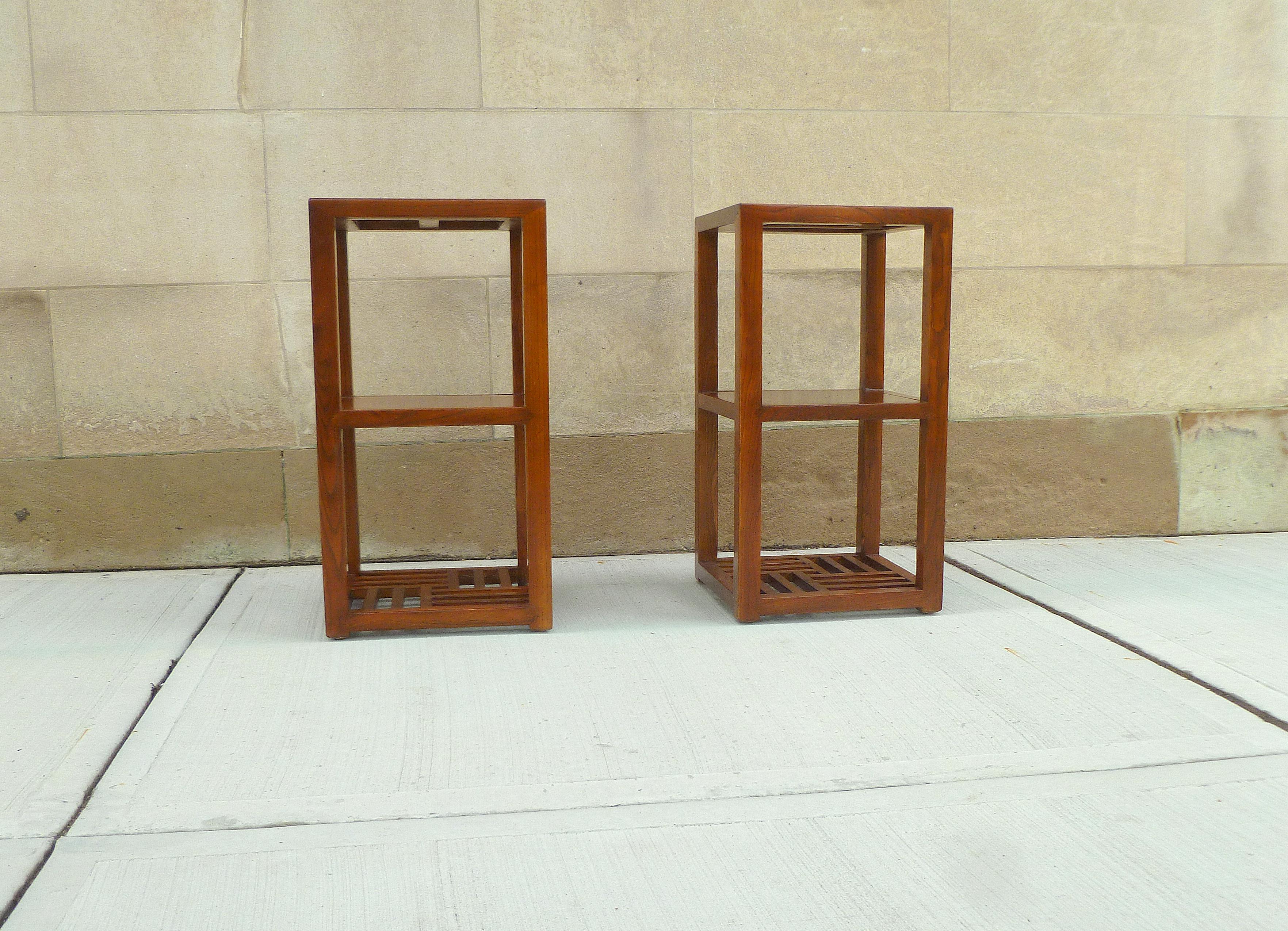 Polished Pair of Jumu End Tables