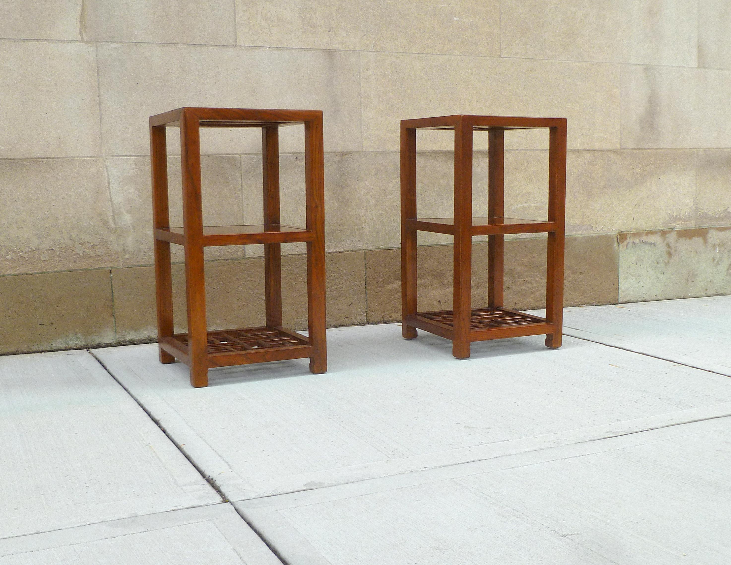 Wood Pair of Jumu End Tables