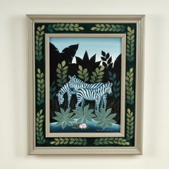 Pair of Jungle Paintings with Animals by Ruth Schindler