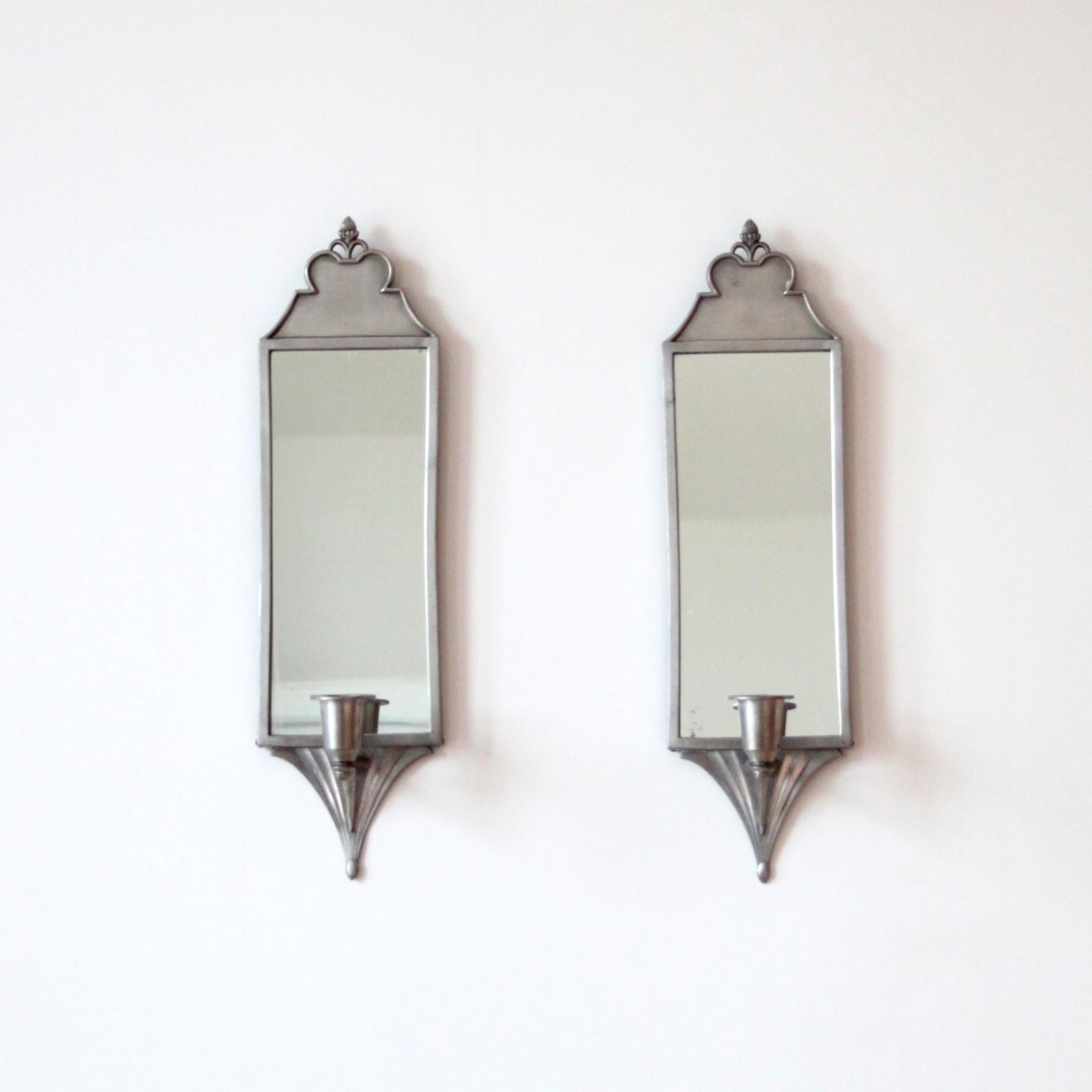 Art Deco Pair of Just Andersen Candle Sconces in Pewter, Denmark 1918-1929