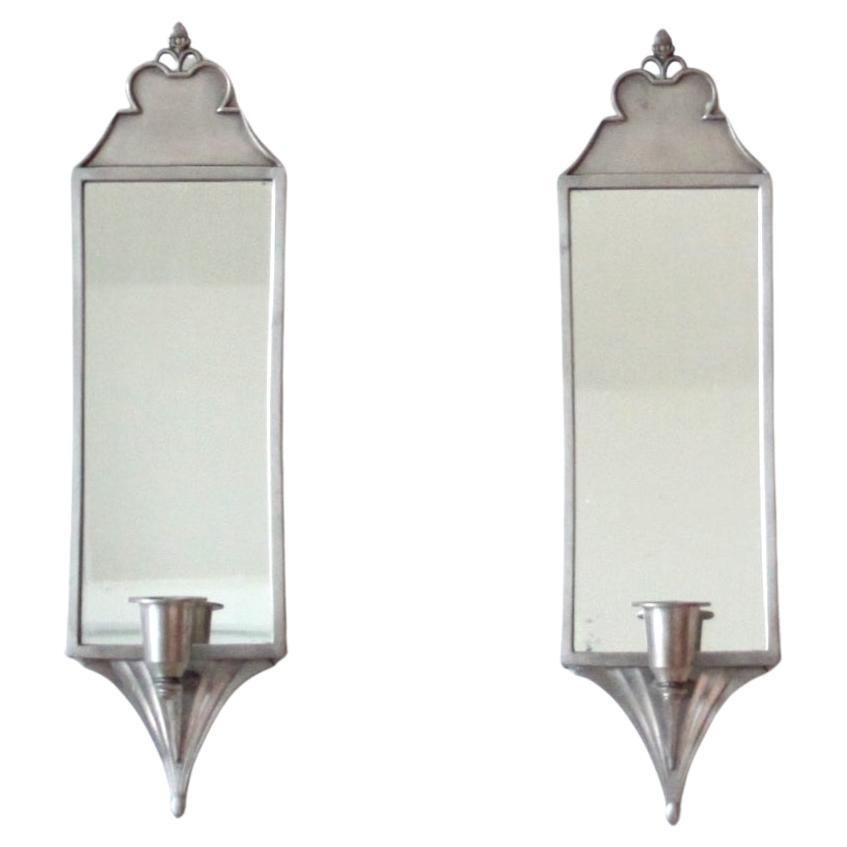 Pair of Just Andersen Candle Sconces in Pewter, Denmark 1918-1929