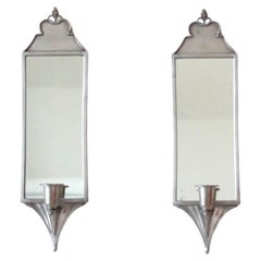 Antique Pair of Just Andersen Candle Sconces in Pewter, Denmark 1918-1929