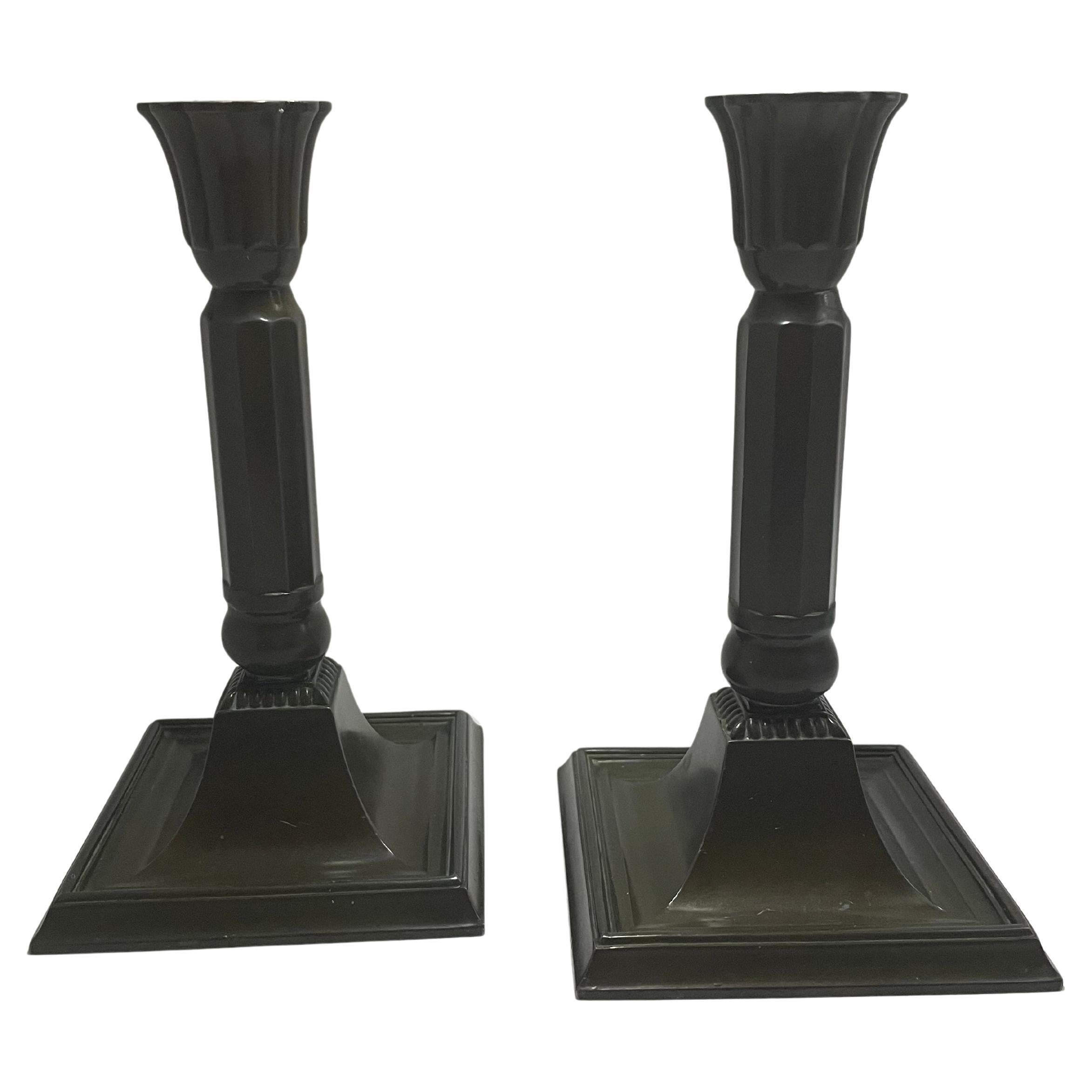 Pair of Just Andersen Candleholders - Disco Metal