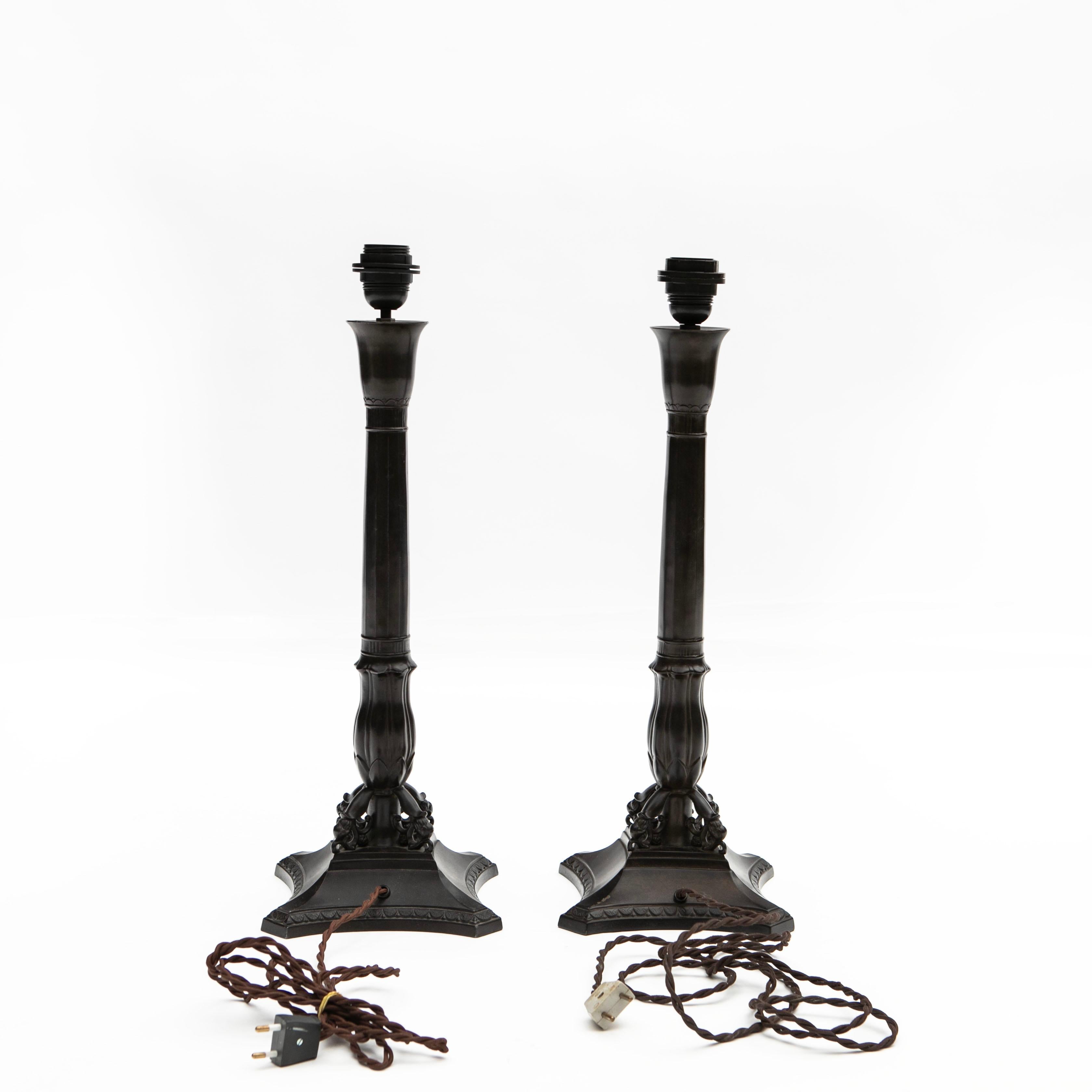 Modern Pair of Just Andersen D8 Table Lamp's in Disco Metal For Sale