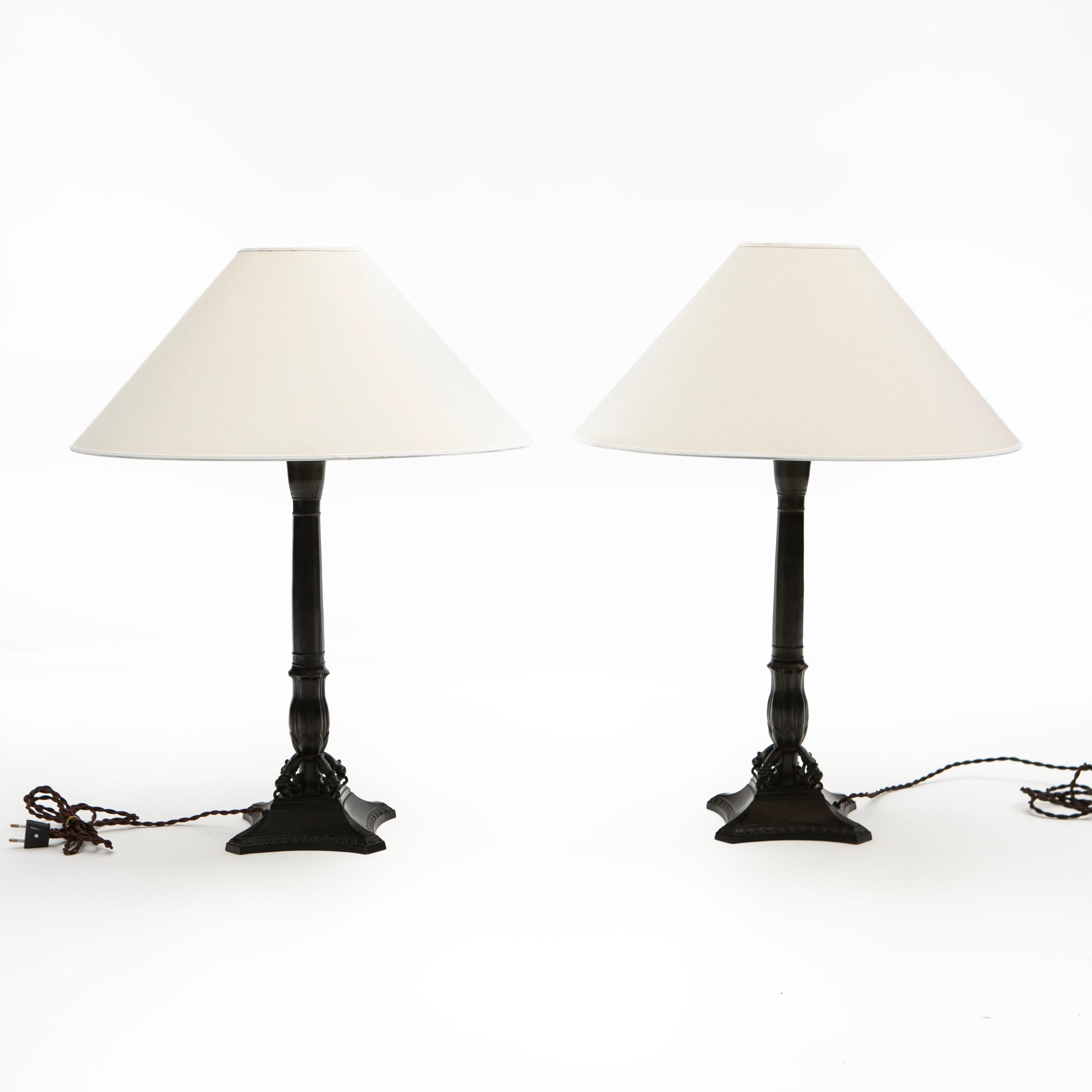 Pair of Just Andersen D8 Table Lamp's in Disco Metal For Sale 2