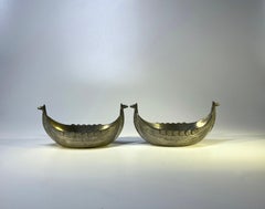 Pair Of Just Andersen, Denmark Pewter Viking Ship Salts #1109