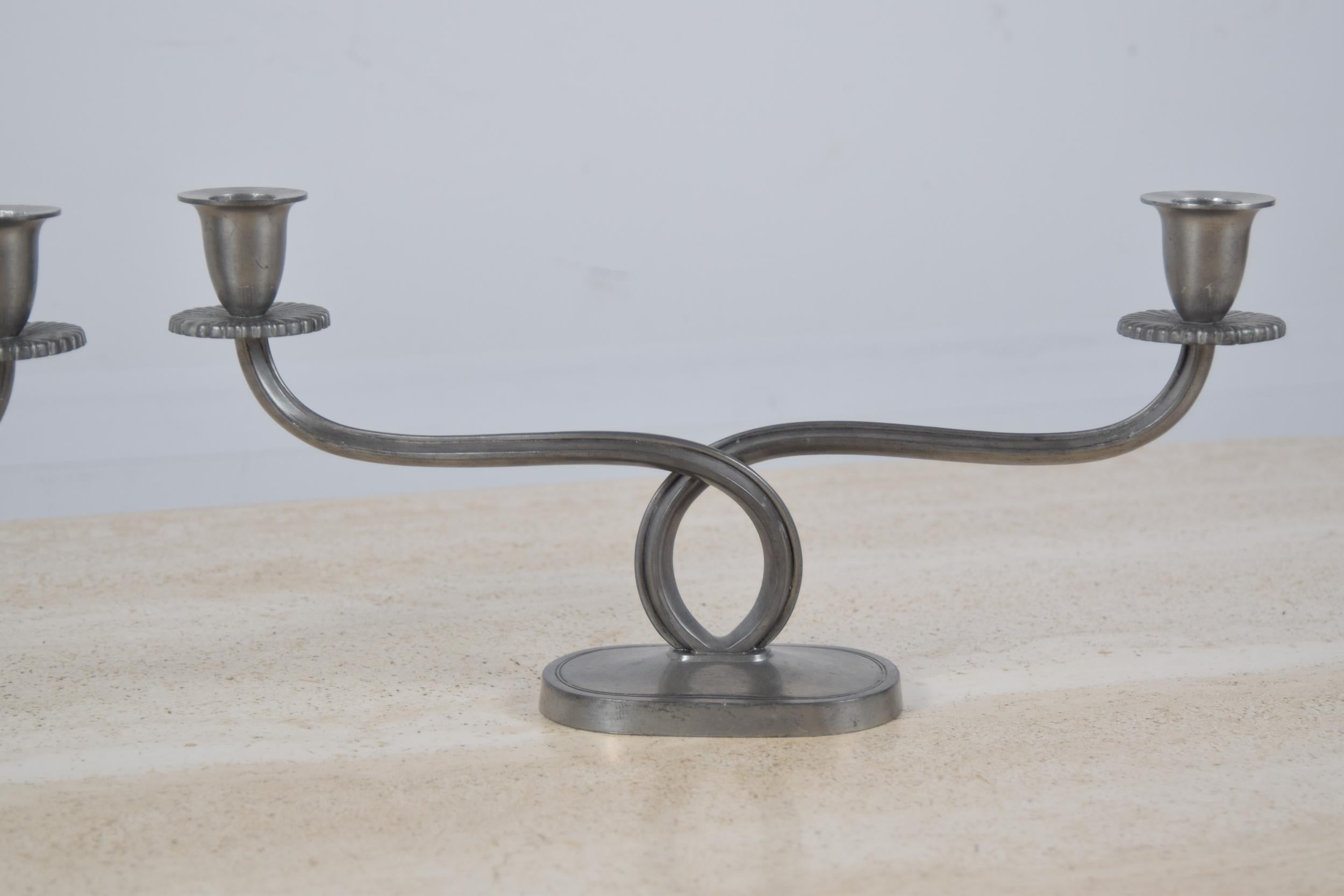 20th Century Pair of Just Andersen Pewter Candlesticks For Sale