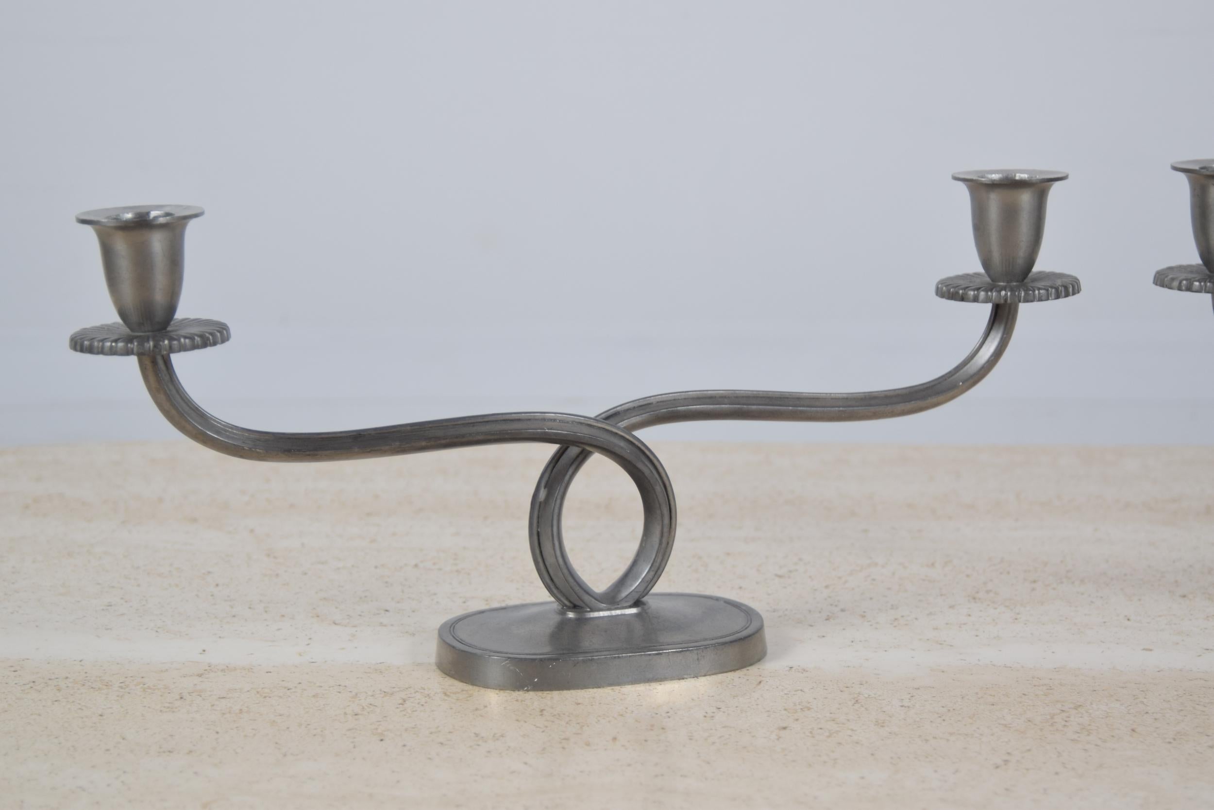 Pair of Just Andersen Pewter Candlesticks For Sale 1