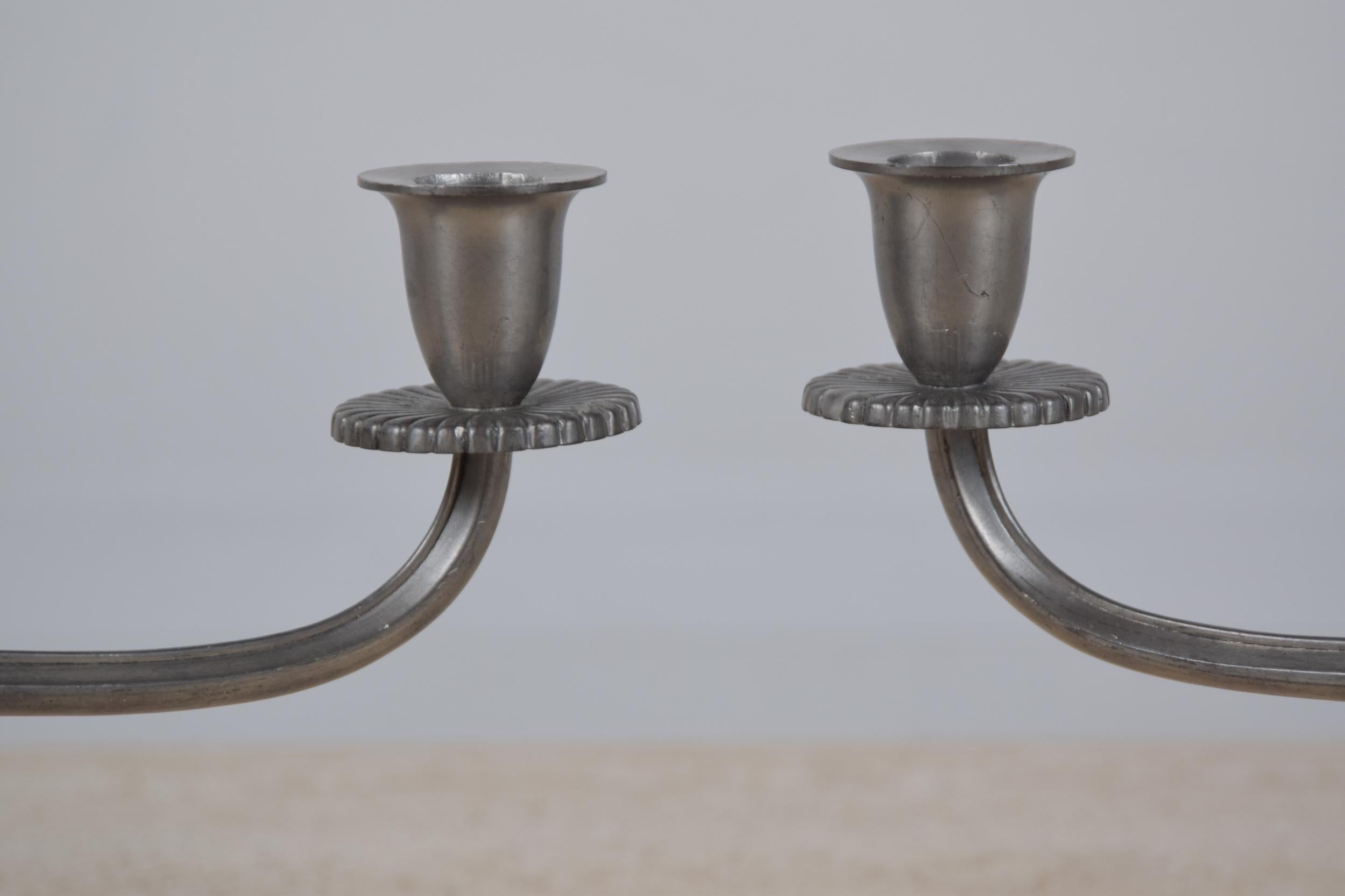Pair of Just Andersen Pewter Candlesticks For Sale 3