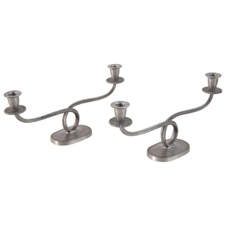 Pair of Just Andersen Pewter Candlesticks For Sale at 1stDibs