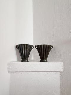 Pair of Just Andersen vases in Disko metal, Denmark 1930s