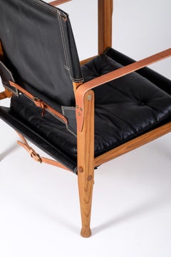 Paar Kaare Klint-Safari-Stühle aus schwarzem Leder, 1960er Jahre