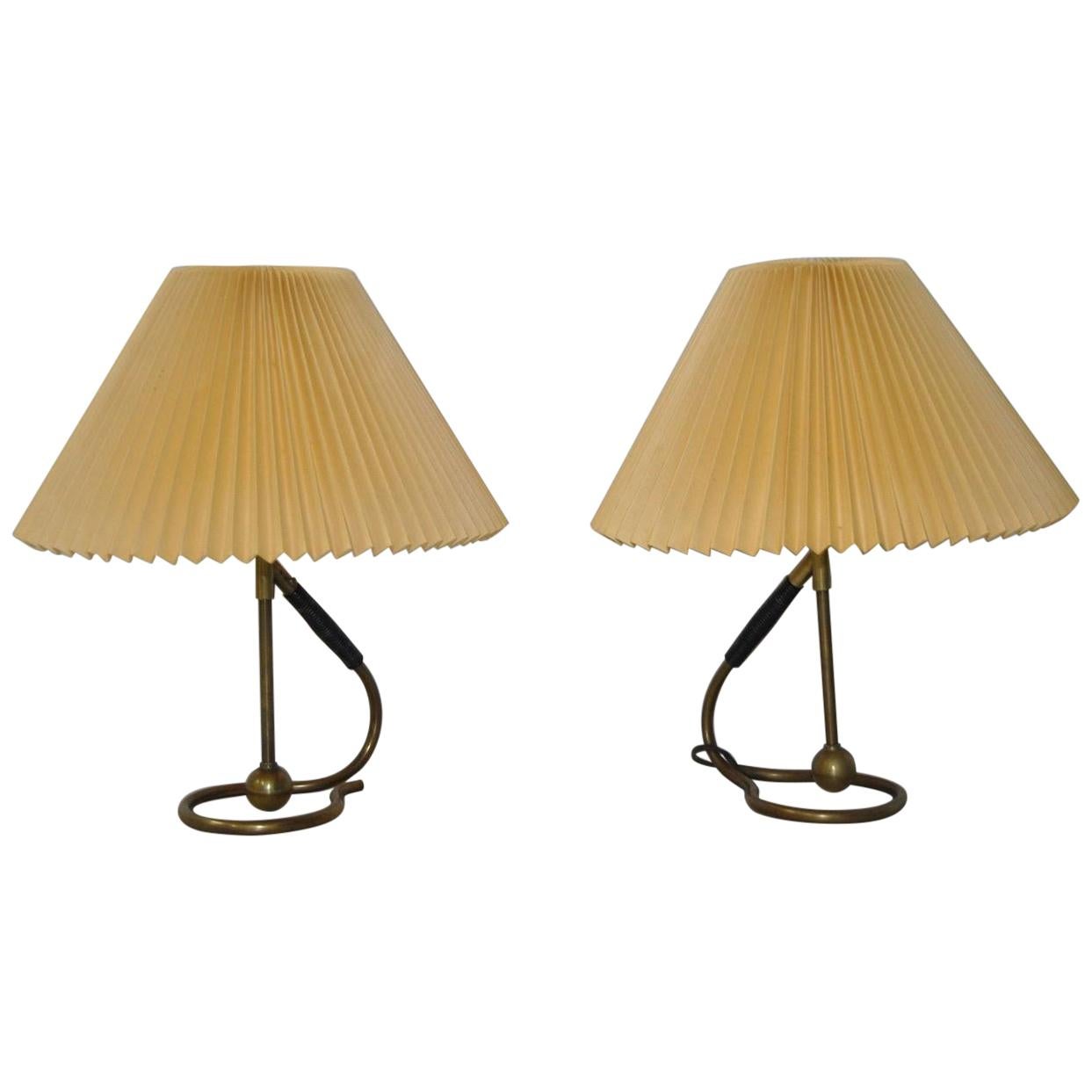 Pair of Kaare Klint Designer Table Lamps for Le Klint of Denmark circa 1940s