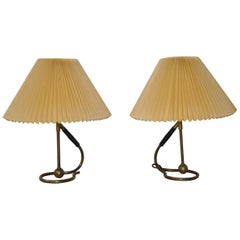 Pair of Kaare Klint Designer Table Lamps for Le Klint of Denmark circa 1940s