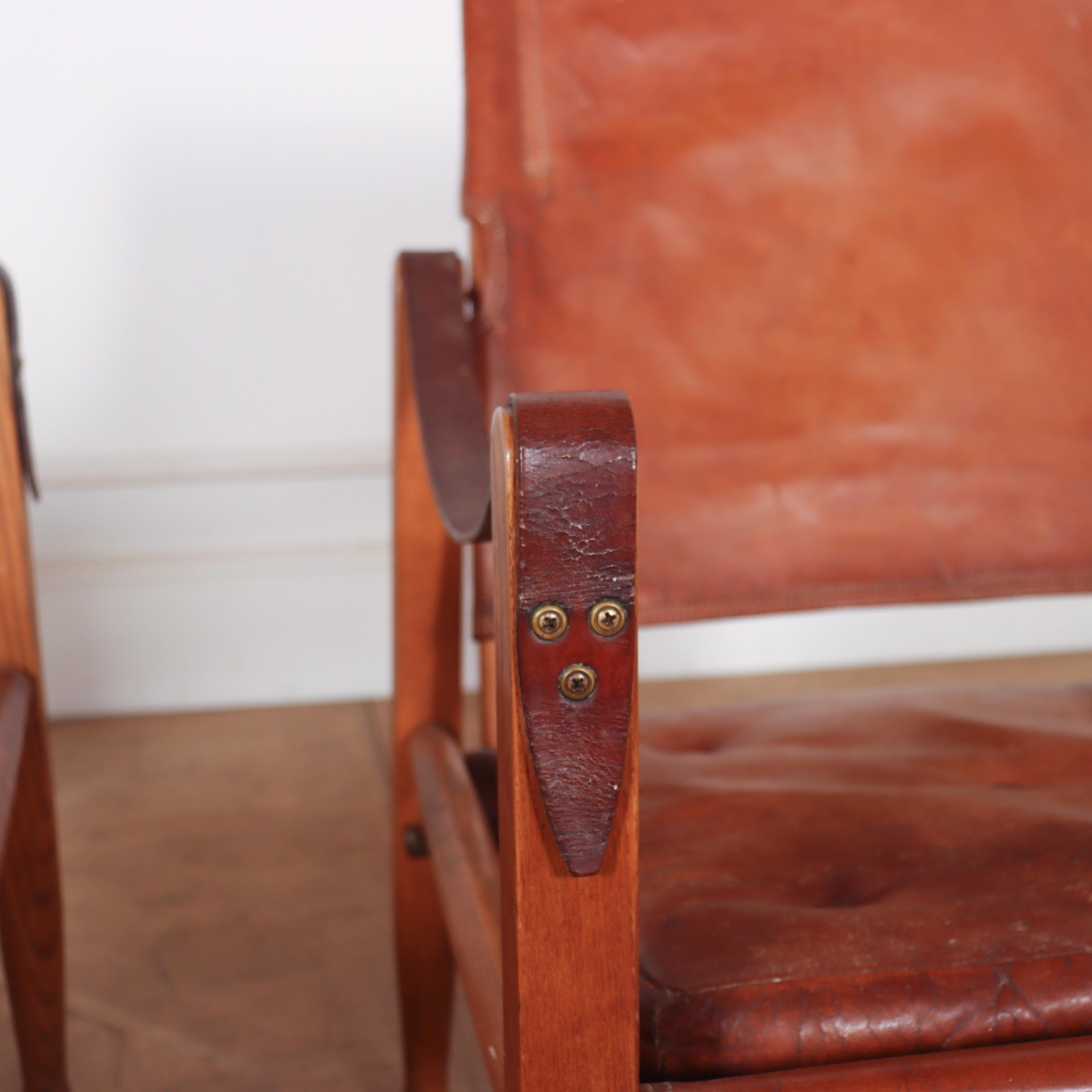 Pair of Kaare Klint for Rud Rasmussen Safari Chairs In Fair Condition In Leamington Spa, Warwickshire