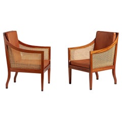 Vintage Pair of Kaare Klint Model 4488 Bergere Chairs in Mahogany and Rosewood