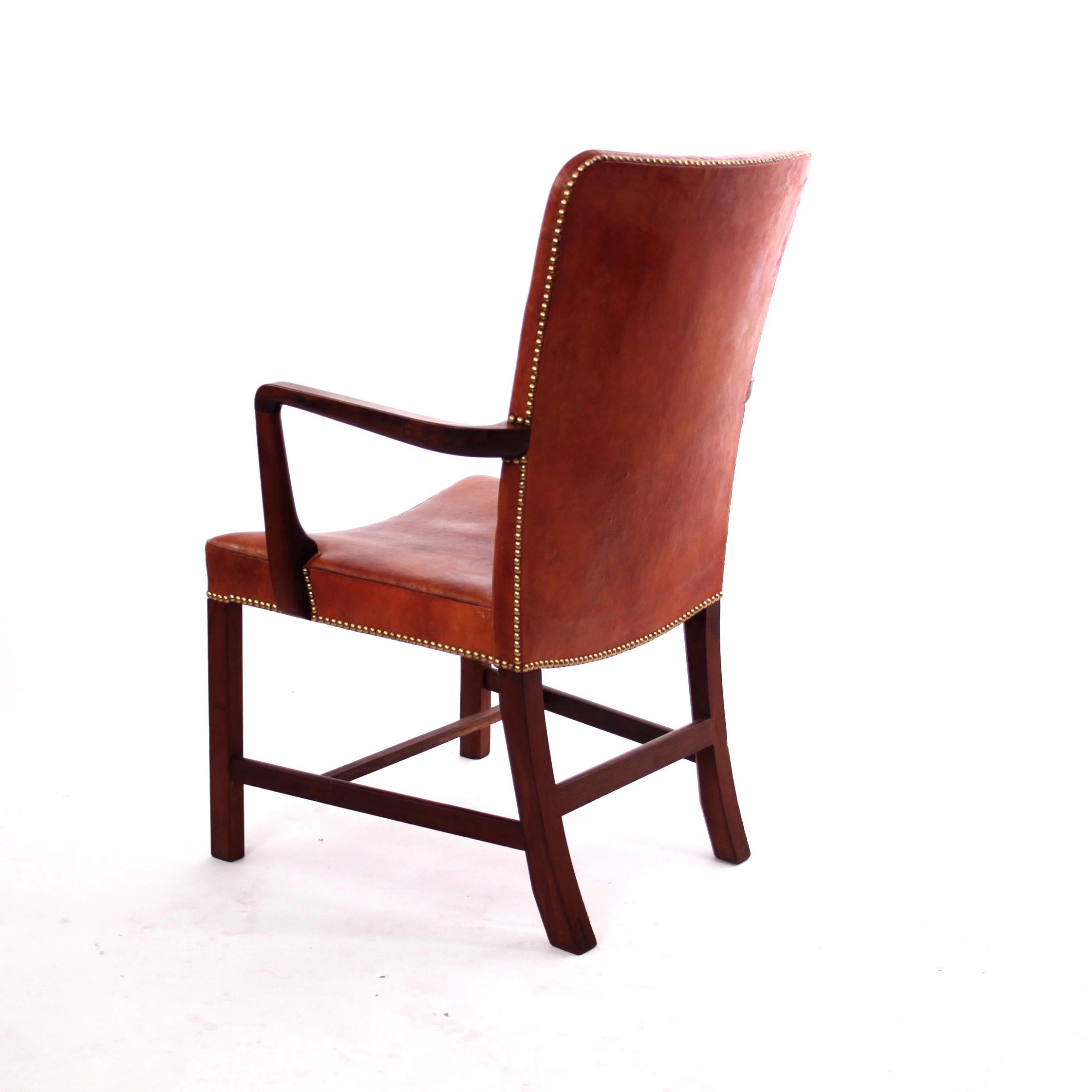 Pair of Kaare Klint 'Nørrevold' Armchairs in Patinated Niger Leather 2