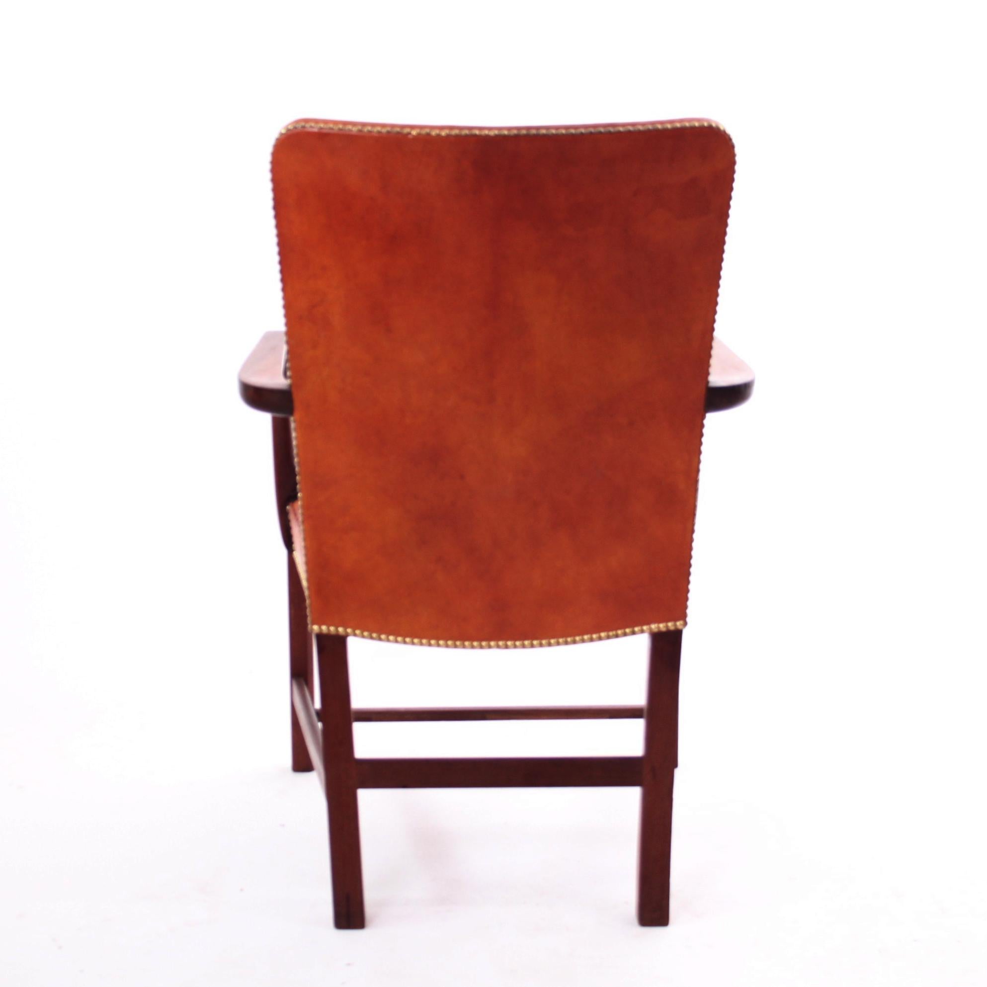 Pair of Kaare Klint 'Nørrevold' Armchairs in Patinated Niger Leather 3