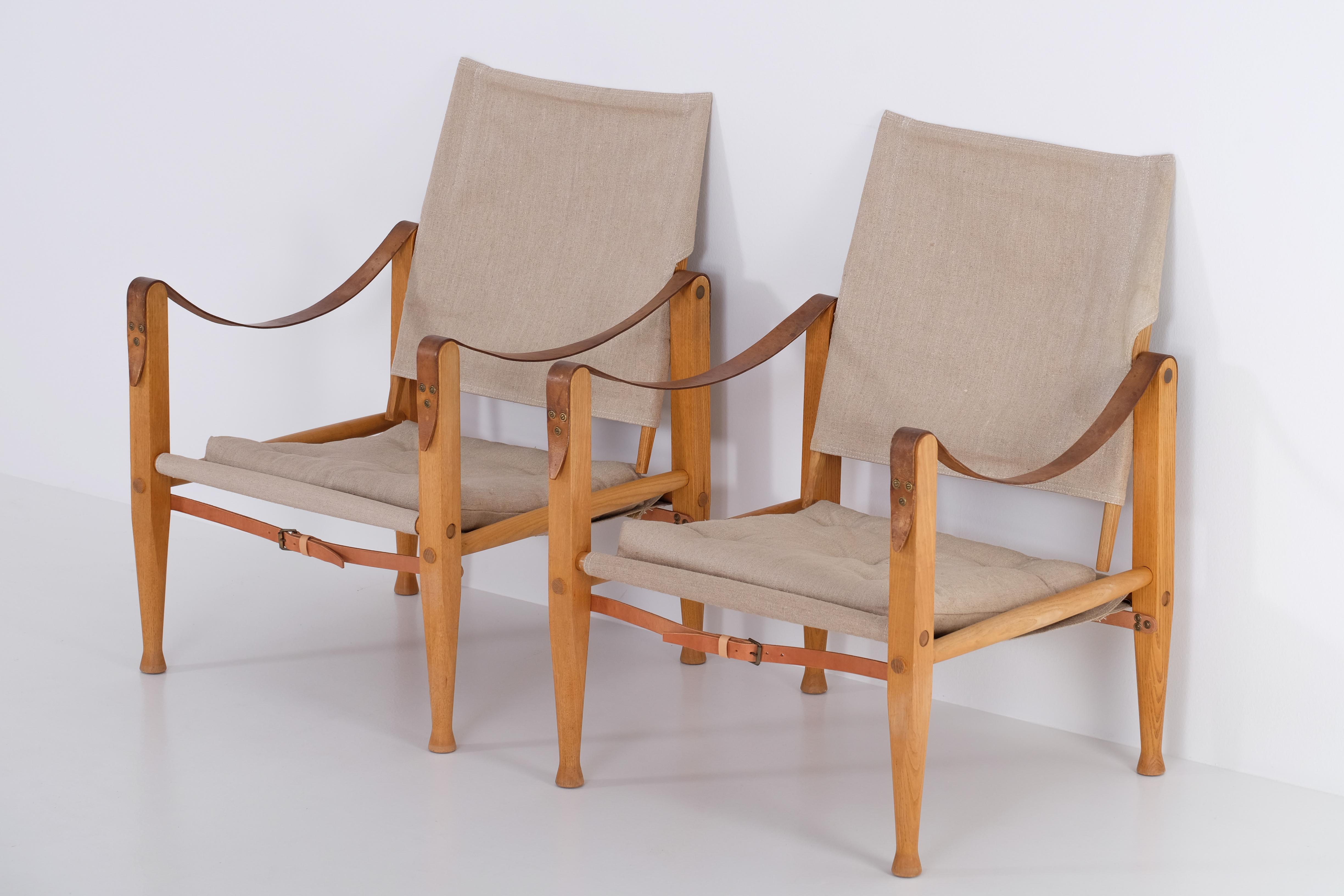 Pair of Kaare Klint safari chairs, 1960s For Sale 3