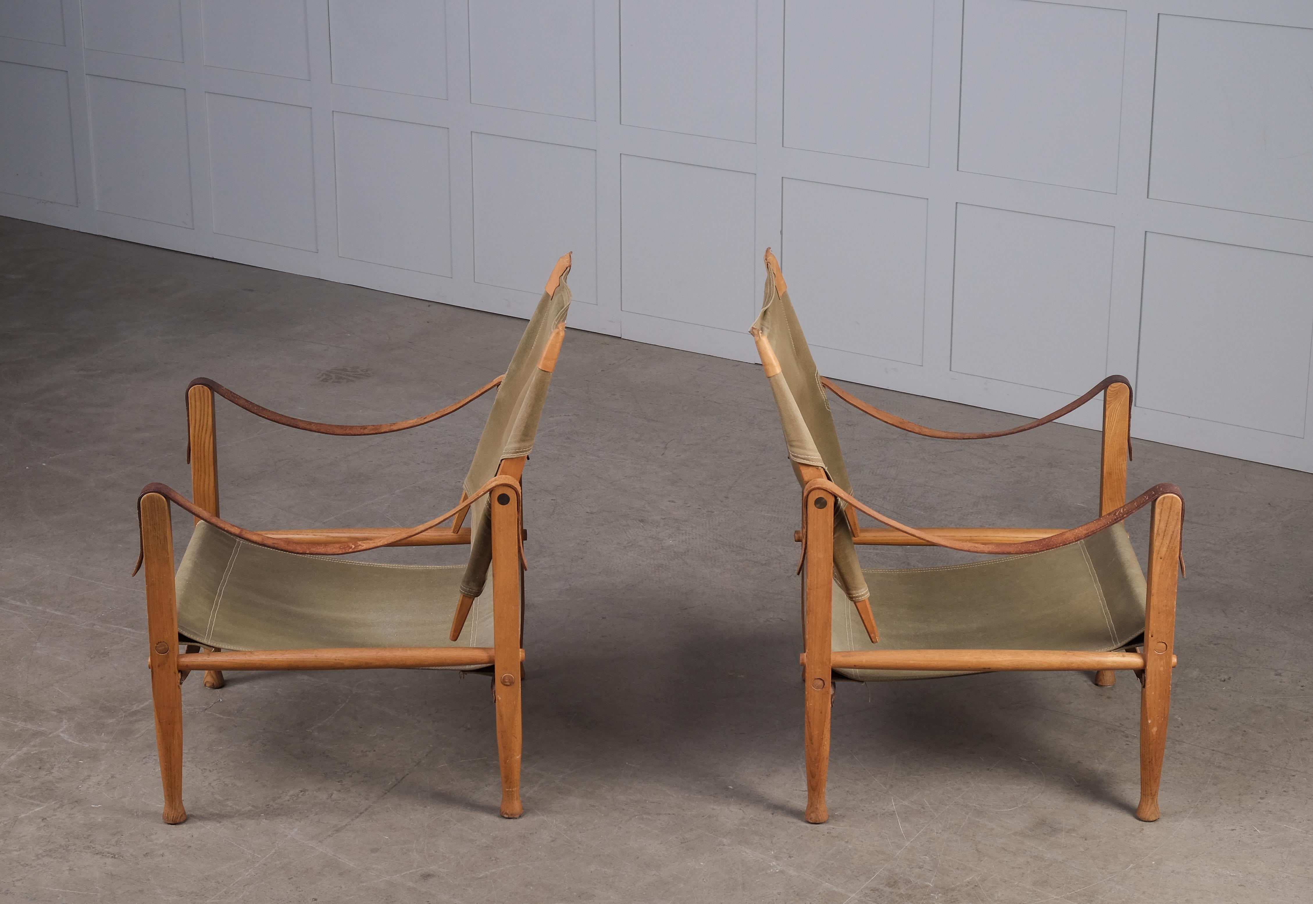 Pair of Kaare Klint Safari Chairs, 1960s 5