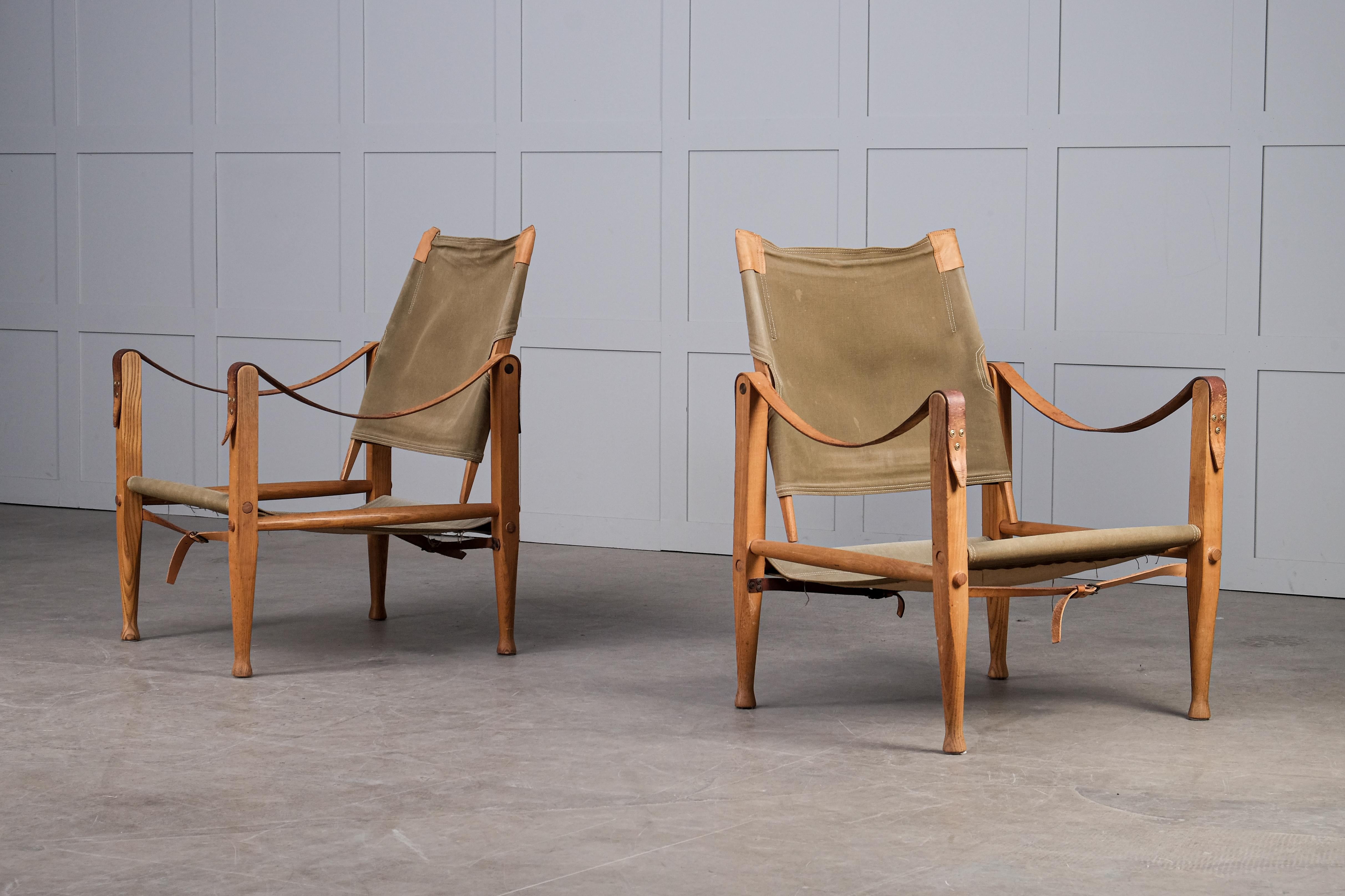 Pair of Kaare Klint Safari Chairs, 1960s 8