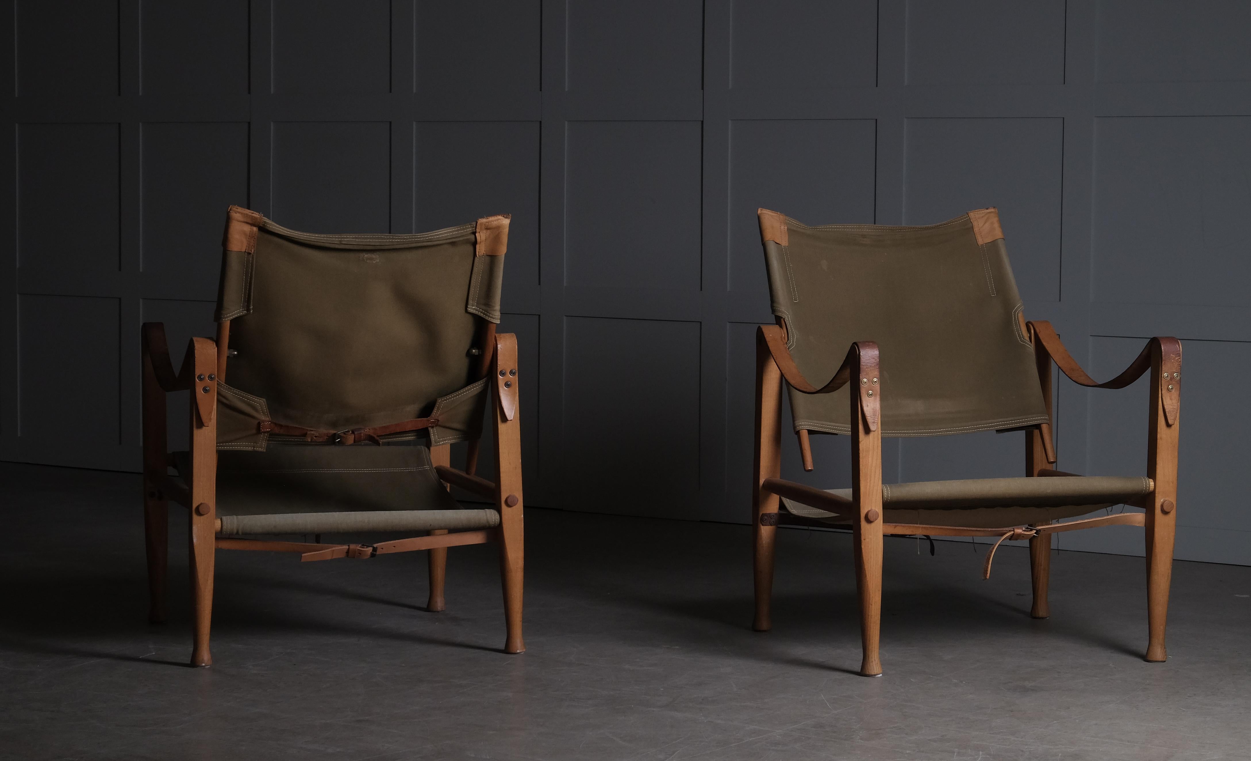 Scandinavian Modern Pair of Kaare Klint Safari Chairs, 1960s