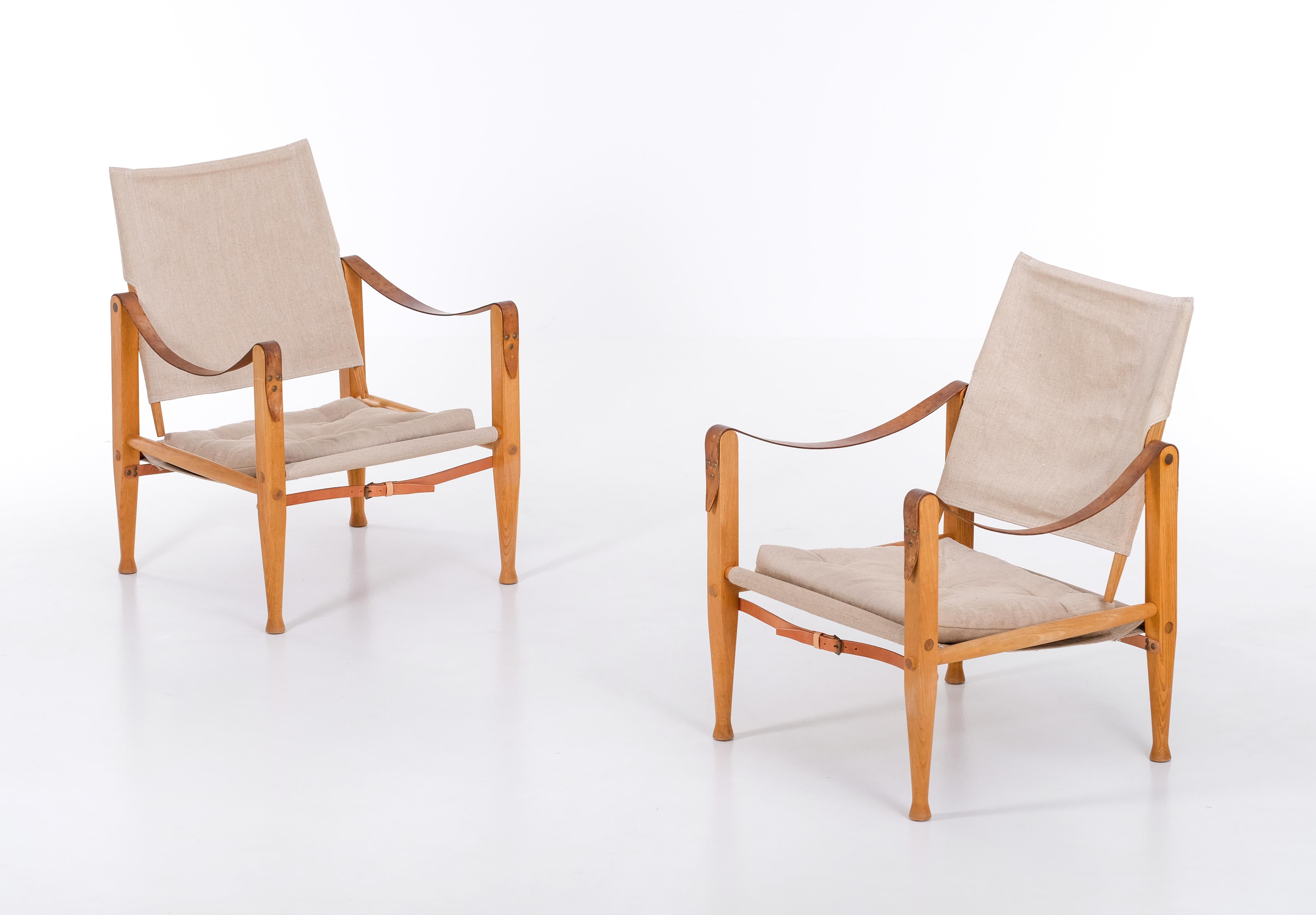 Scandinavian Modern Pair of Kaare Klint safari chairs, 1960s For Sale