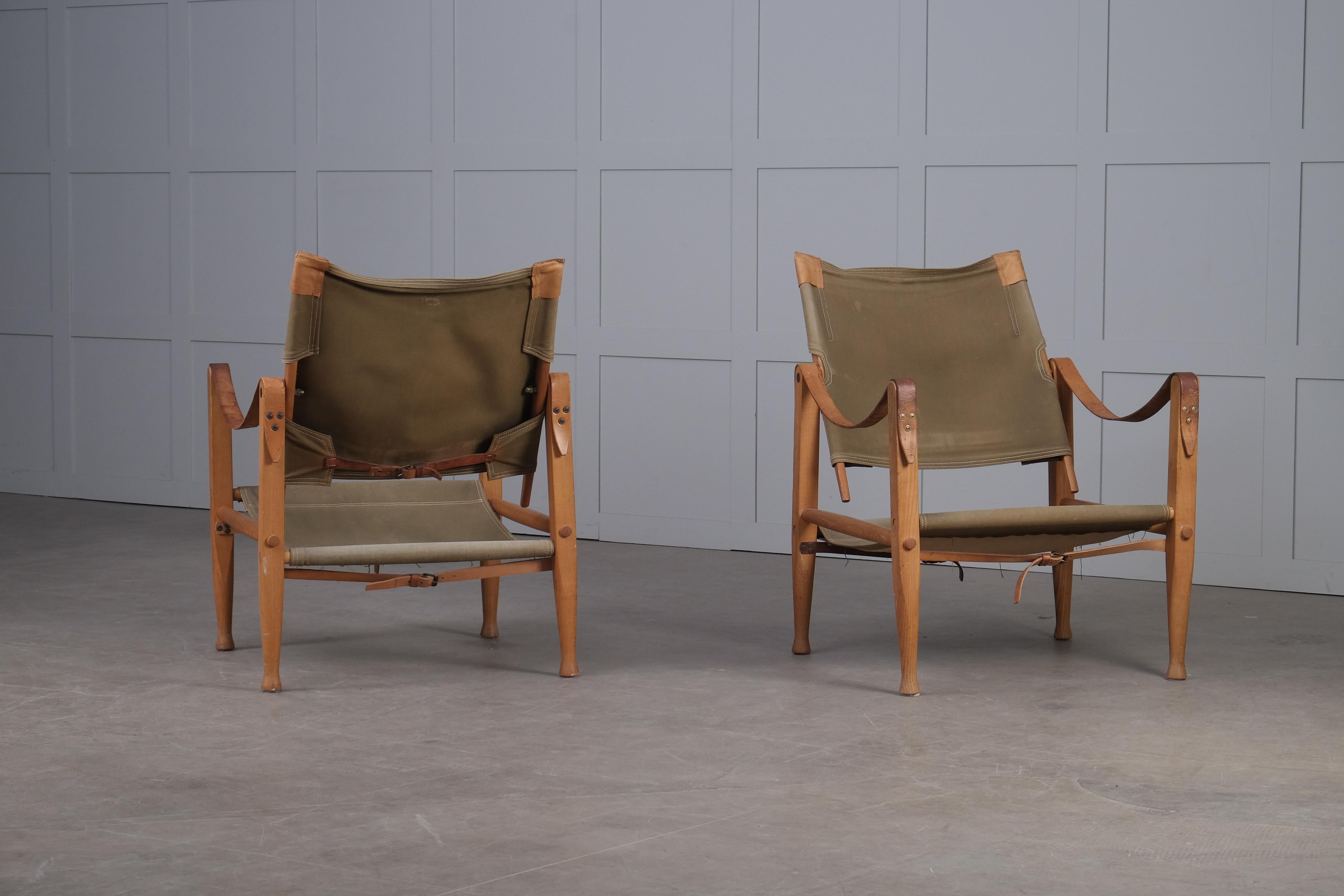 Pair of Kaare Klint Safari Chairs, 1960s In Good Condition In Stockholm, SE