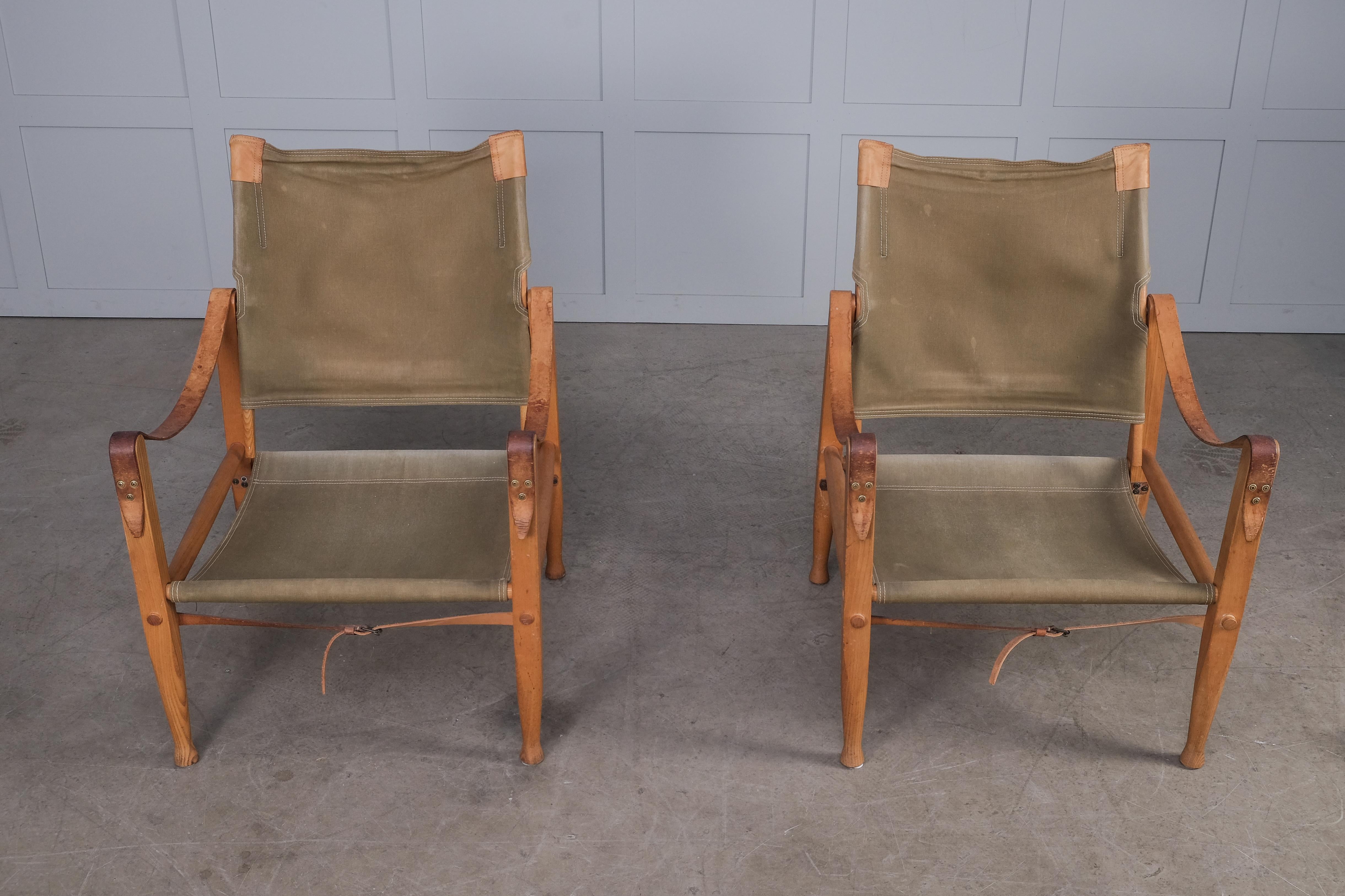 Mid-20th Century Pair of Kaare Klint Safari Chairs, 1960s