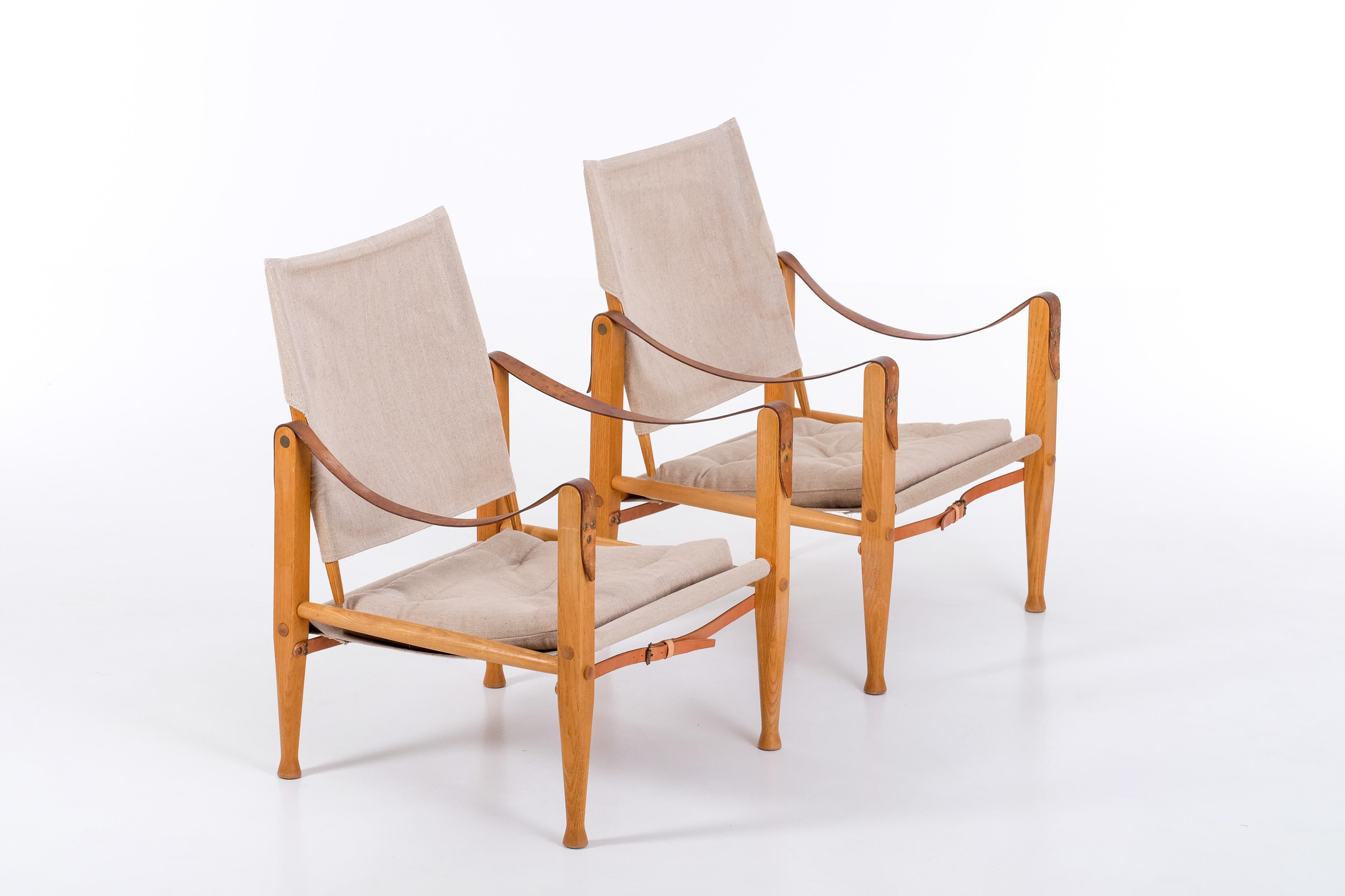 Mid-20th Century Pair of Kaare Klint safari chairs, 1960s For Sale