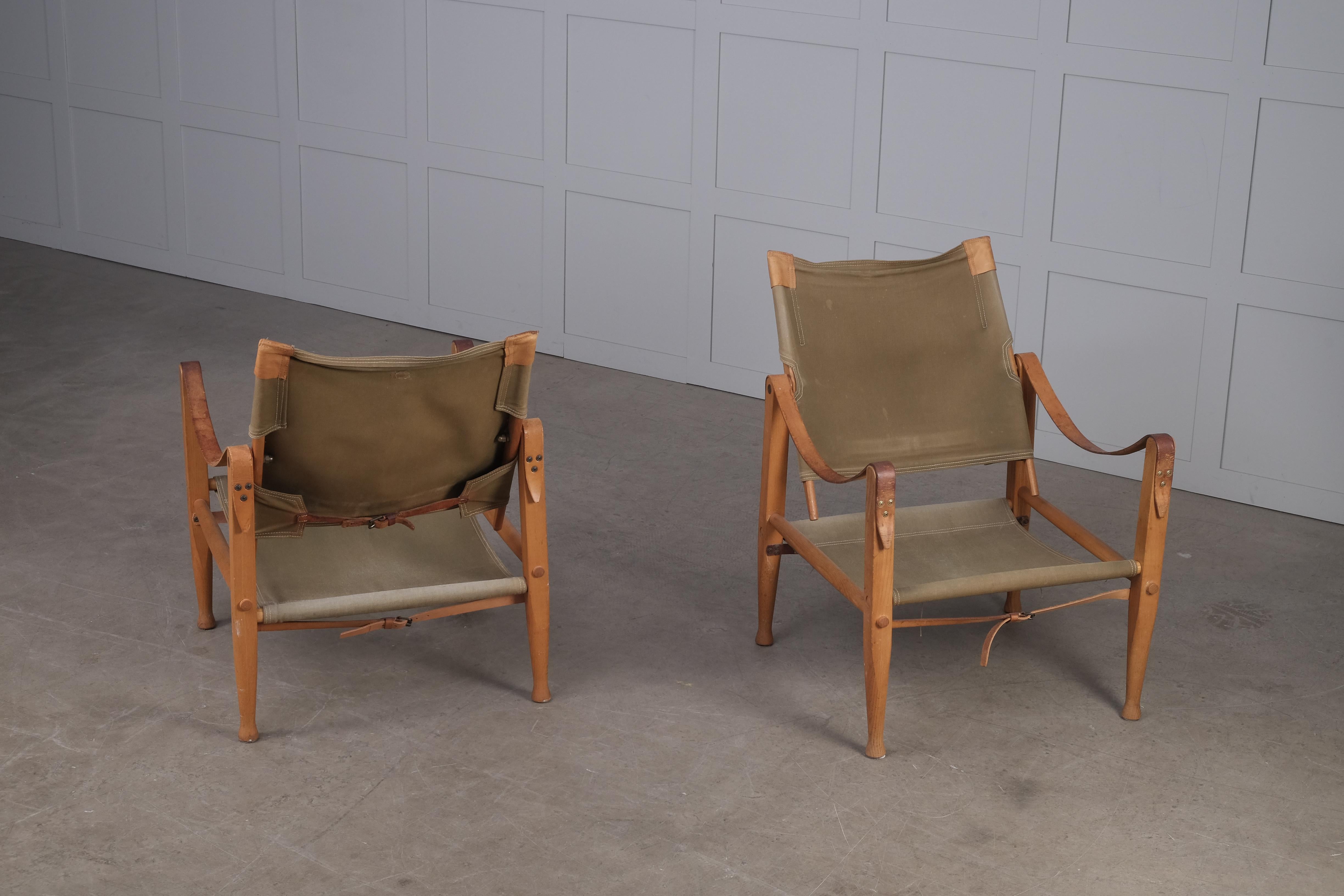 Pair of Kaare Klint Safari Chairs, 1960s 1