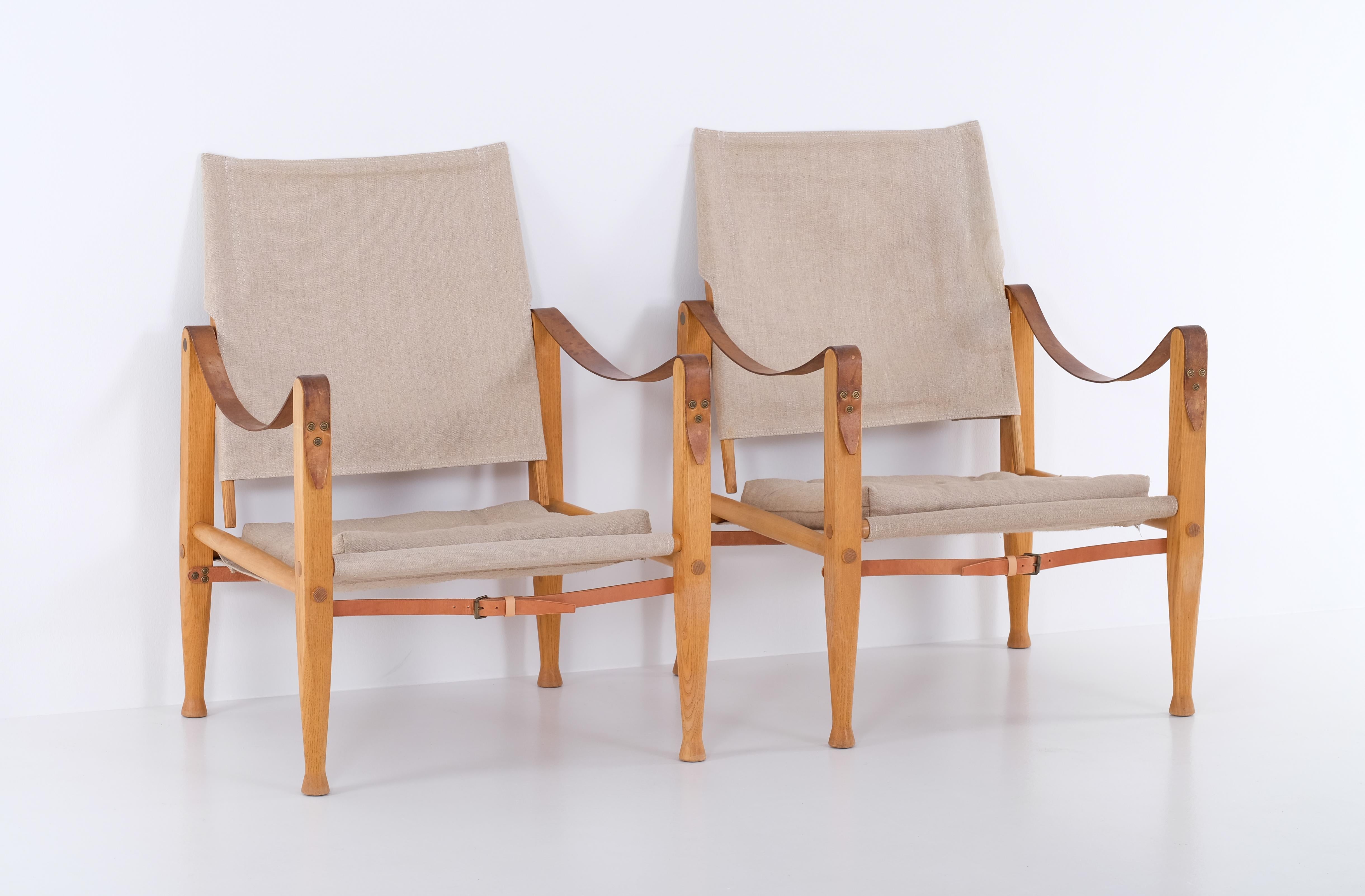 Pair of Kaare Klint safari chairs, 1960s For Sale 2