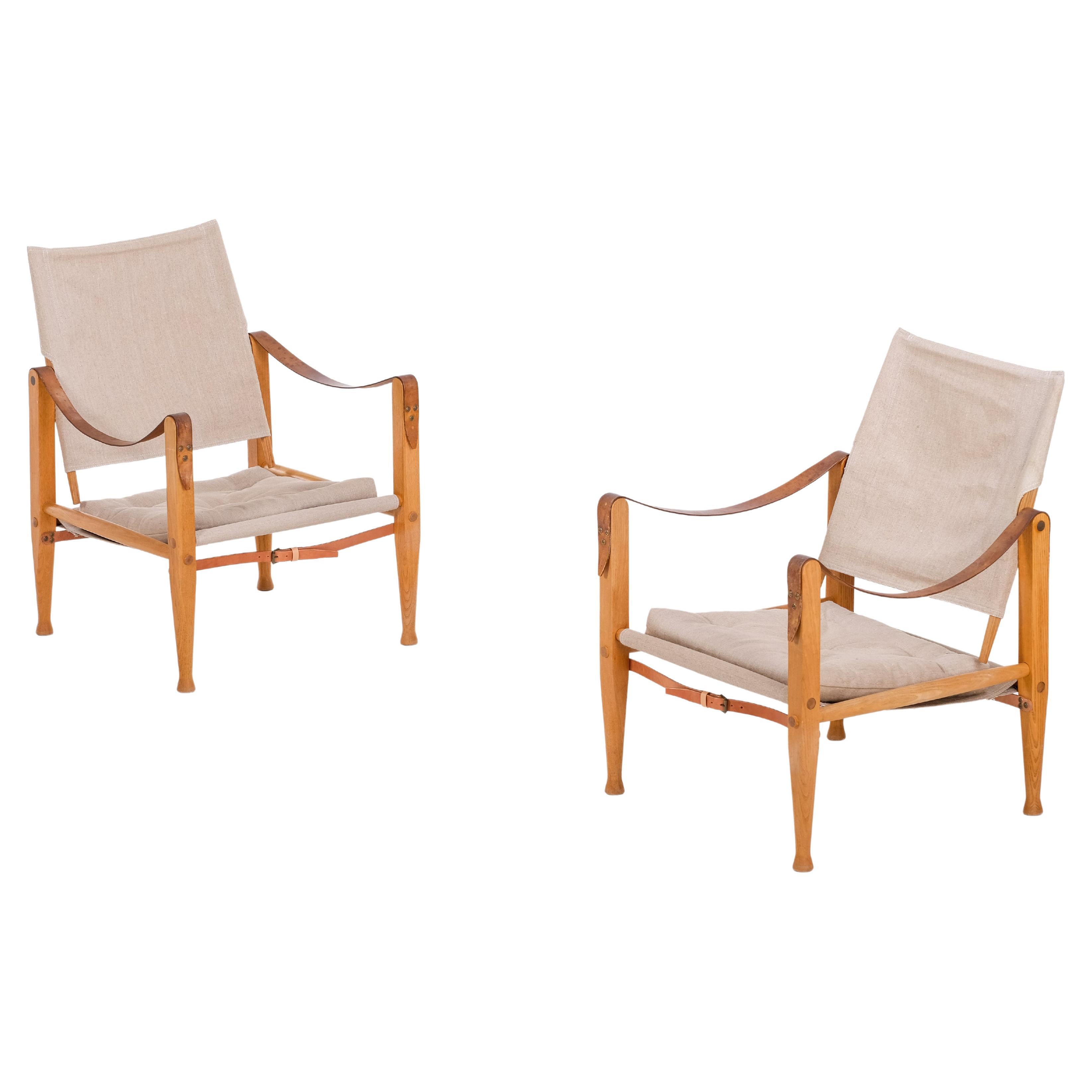 Pair of Kaare Klint safari chairs, 1960s For Sale