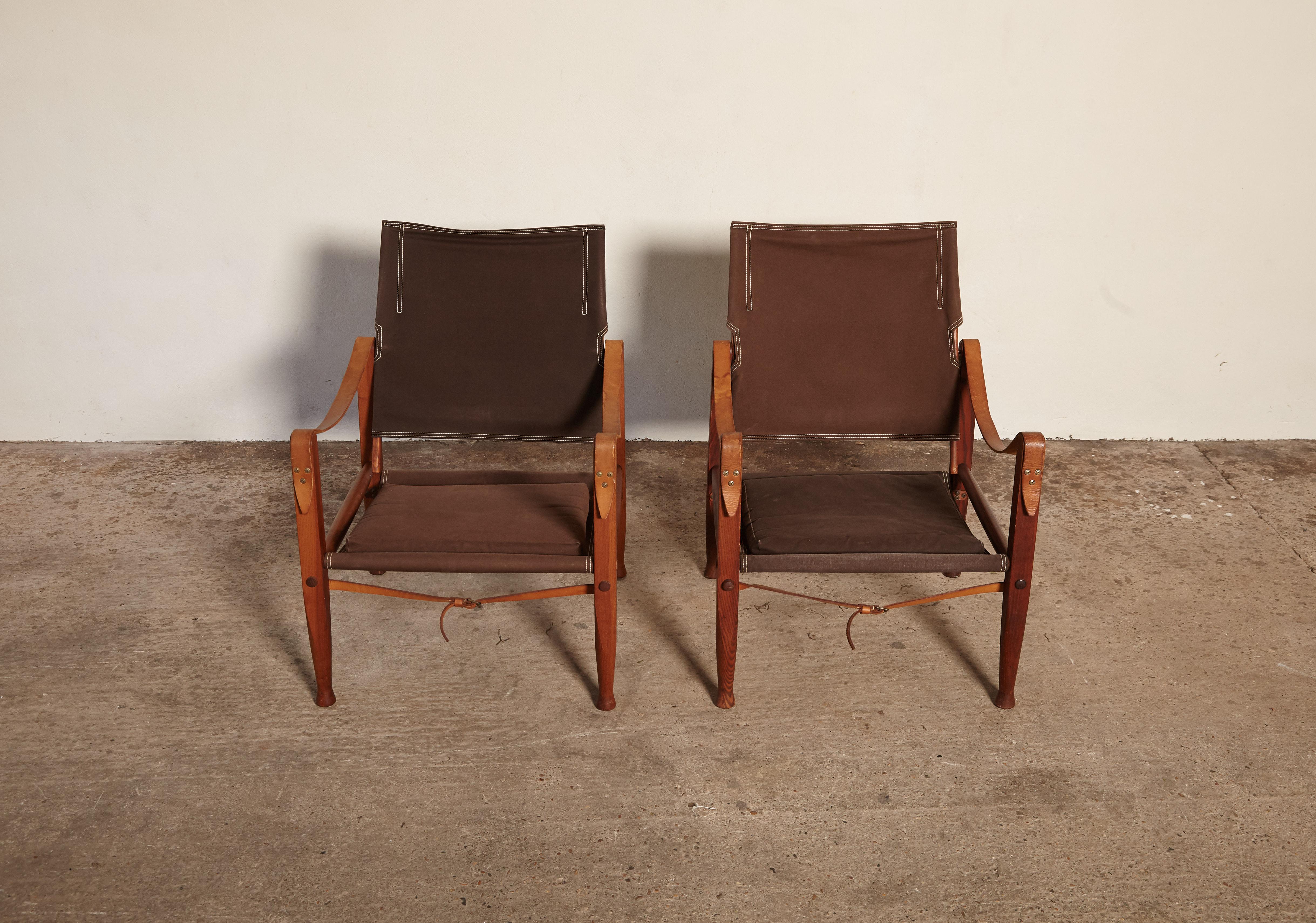 Pair of Kaare Klint Safari Chairs in Canvas, Made by Rud Rasmussen, Denmark 6