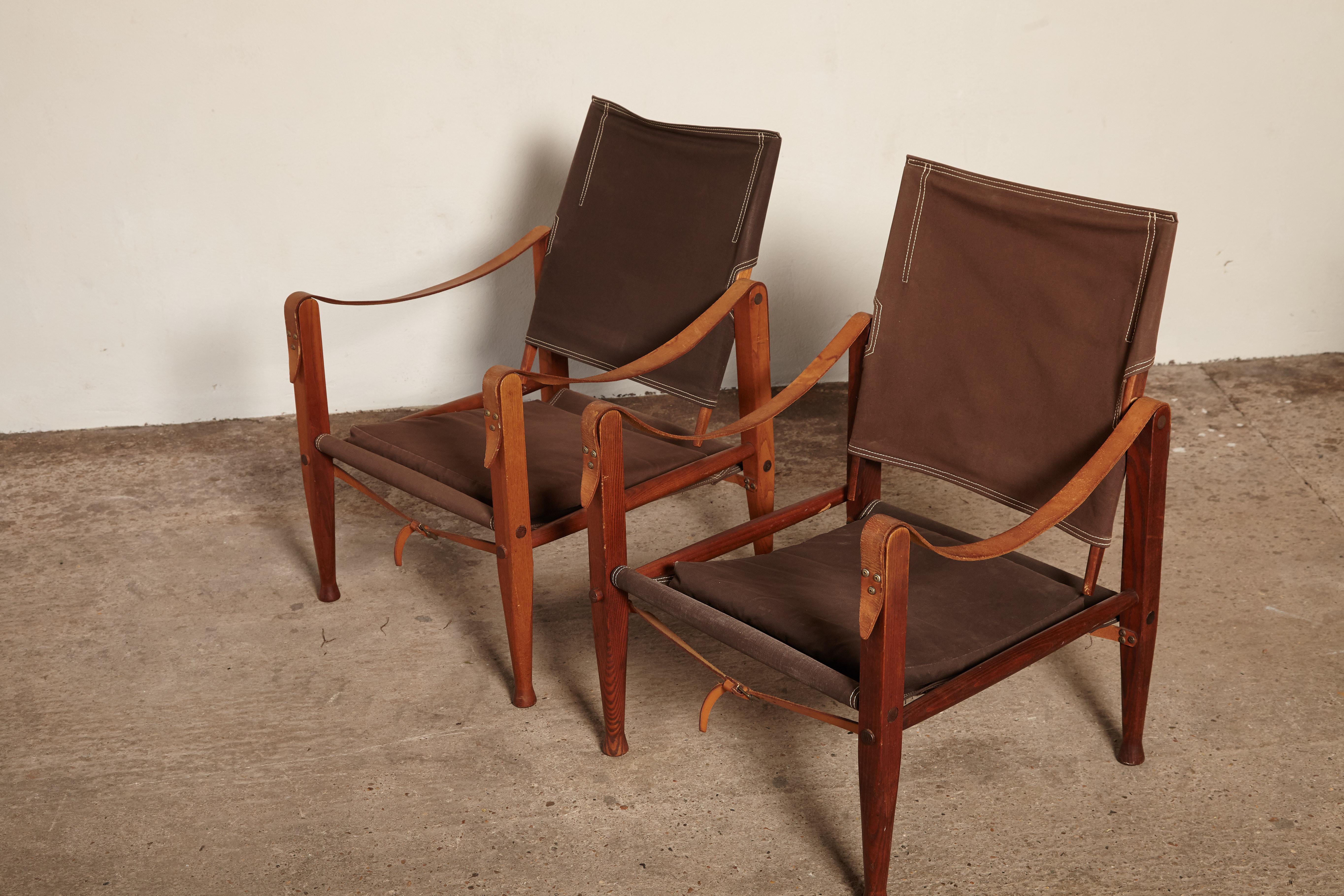 Pair of Kaare Klint Safari Chairs in Canvas, Made by Rud Rasmussen, Denmark 7