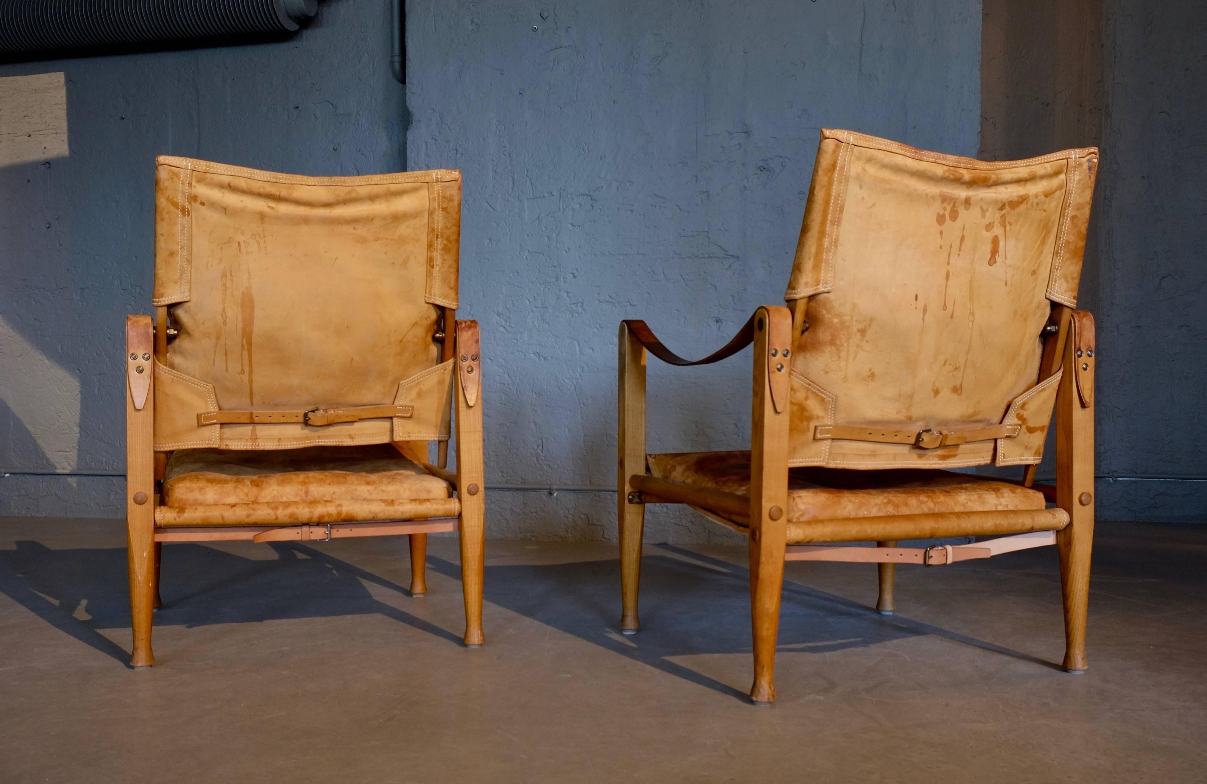 Pair of Kaare Klint Safari Chairs, 1960s In Good Condition In Stockholm, SE