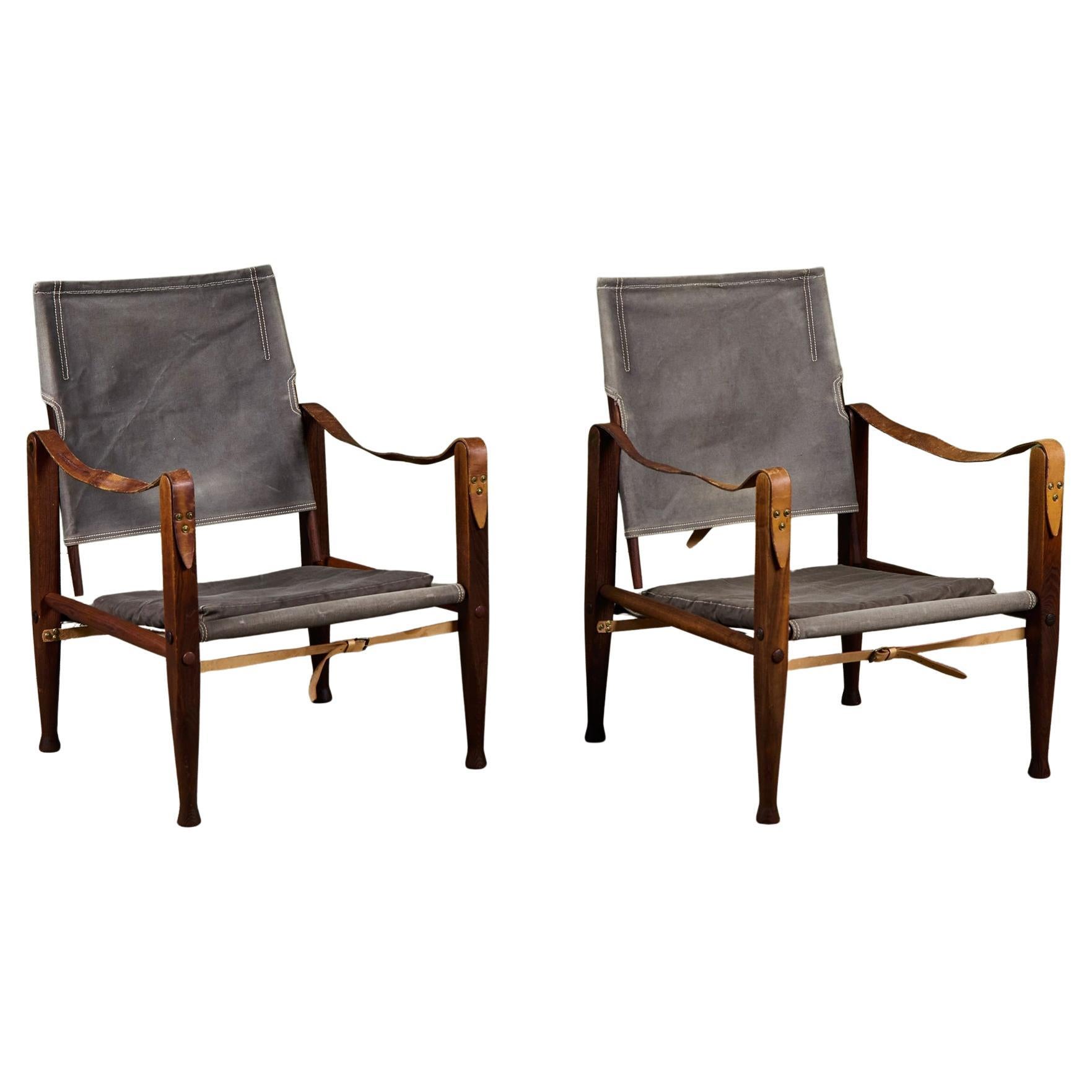 Paire de chaises longues Safari de Kaare Klint pour Rud Rasmussen