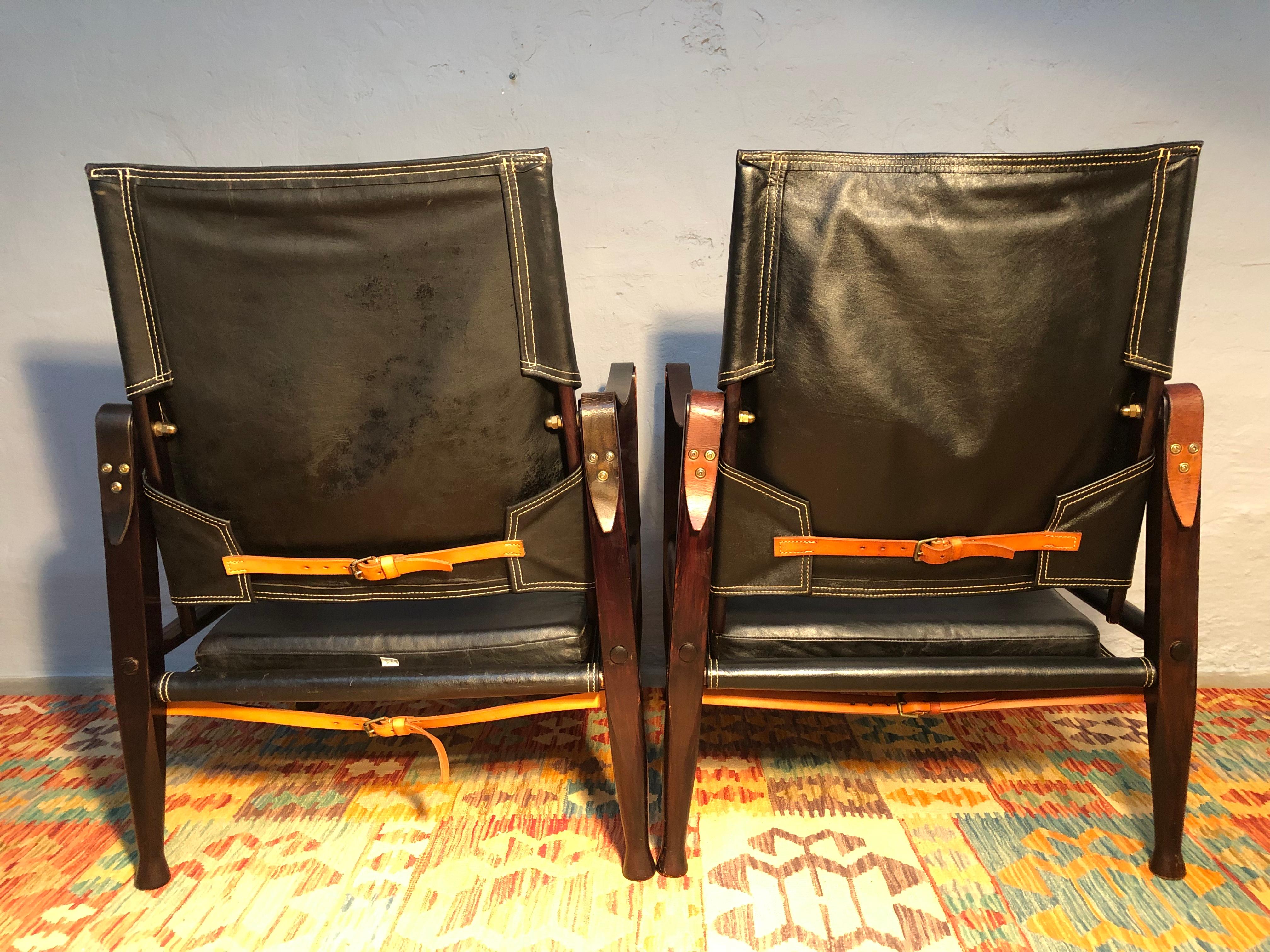 Pair of Kaare Klint Safari Lounge Chairs in Original Condition from the 1960s 8