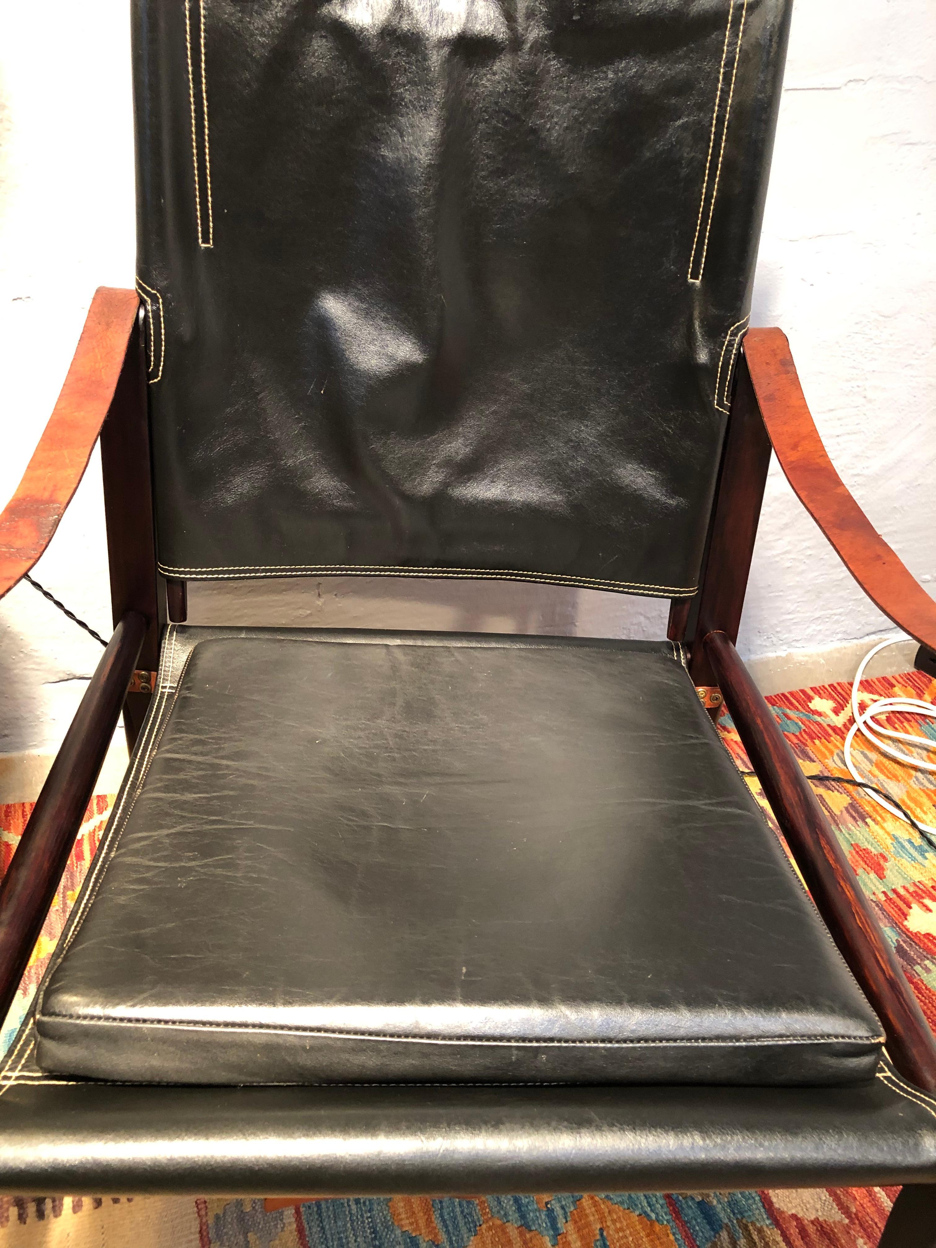 Leather Pair of Kaare Klint Safari Lounge Chairs in Original Condition from the 1960s