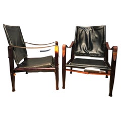 Pair of Kaare Klint Safari Lounge Chairs in Original Condition from the 1960s
