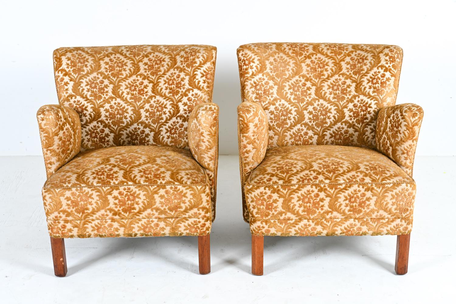 Danish Pair of Kaare Klint Style Easy Chairs  For Sale